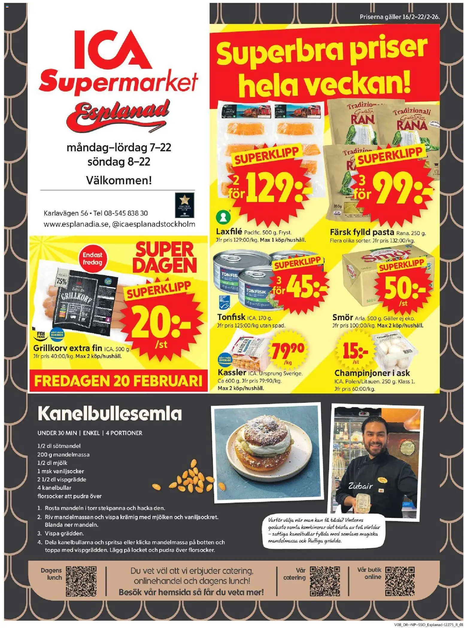 ICA Supermarket reklamblad aktuell från 16.02.2026 | Sida: 1 | Produkter: Galler, Mjölk, Pasta, Vispgrädde