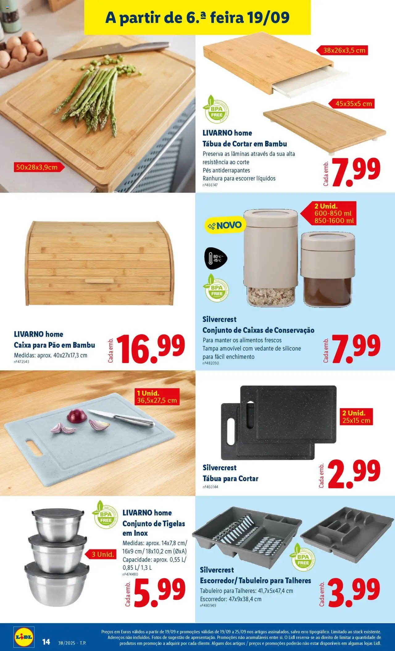 Lidl Novidades │ válido de 15.09.2025 | Página: 14 | Produtos: Escorredor, Talheres, Caixa, Pão
