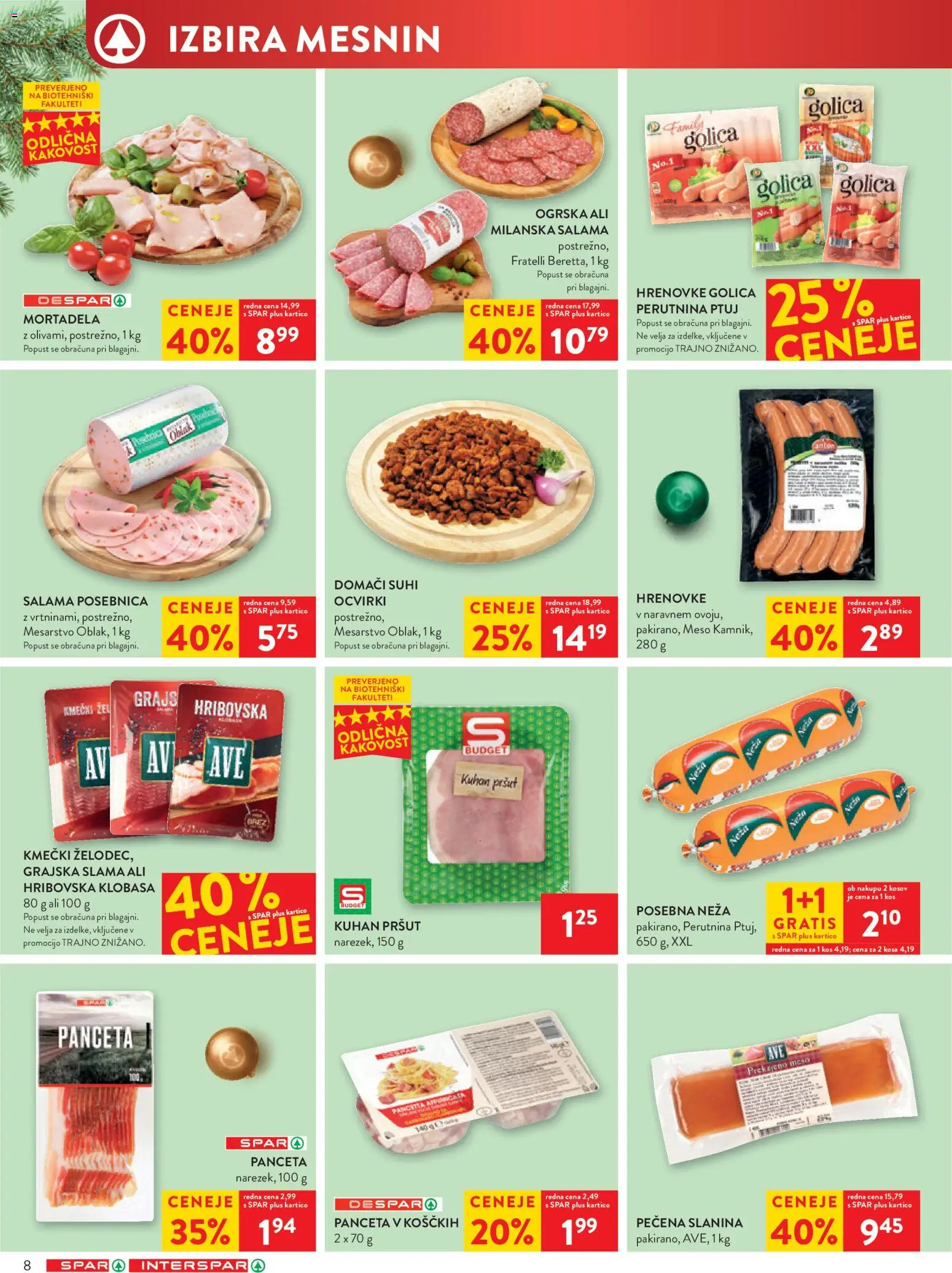 Novi Spar katalog ponudbe – veljaven od 12.11.2025 | Stran: 10 | Izdelki: Hrenovke, Mortadela, Slanina, Salama