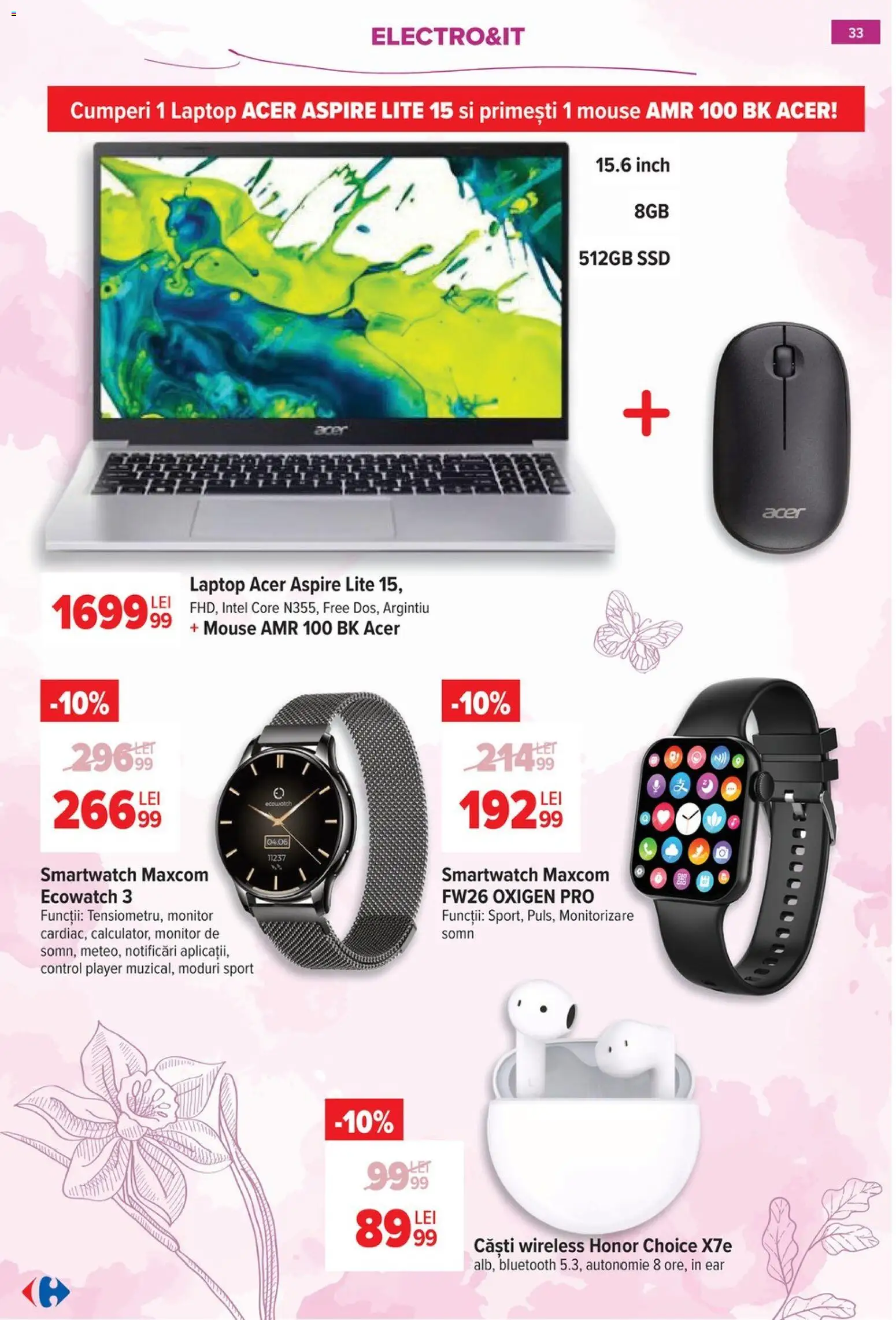 Noul catalog Carrefour – valabil de la 18.02.2026 | Pagină: 34 | Produse: Laptop, Mouse, Player, Smartwatch
