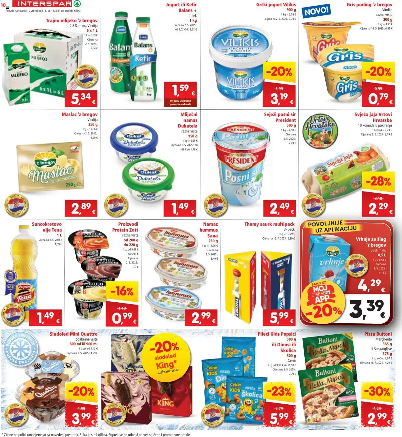Interspar katalog | vrijedi od 06.08.2025 | Stranica: 10 | Proizvodi: Vindija, Jaja, Kefir, Namaz