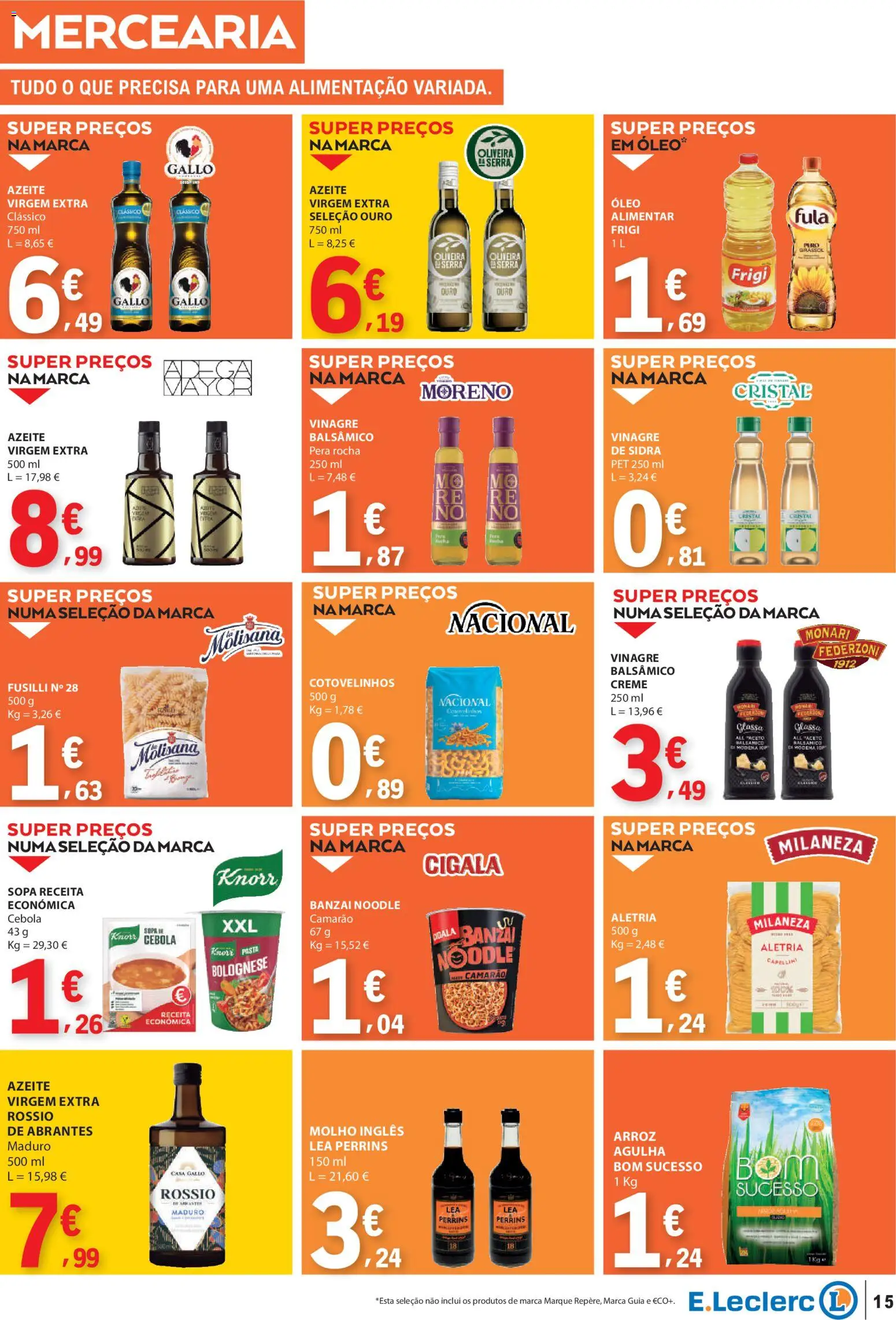 E.Leclerc folheto │ válido de 22.01.2026 | Página: 15 | Produtos: Molho inglês, Azeite, Cebola, Sopa