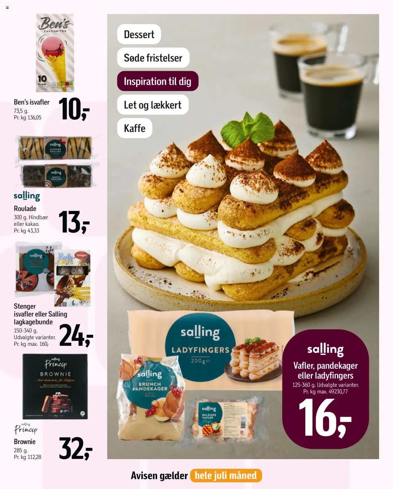 Føtex Tilbudsavis gyldig fra 27.06.2025 | Side: 43 | Produkter: Kaffe, Roulade, Isvafler, Vafler