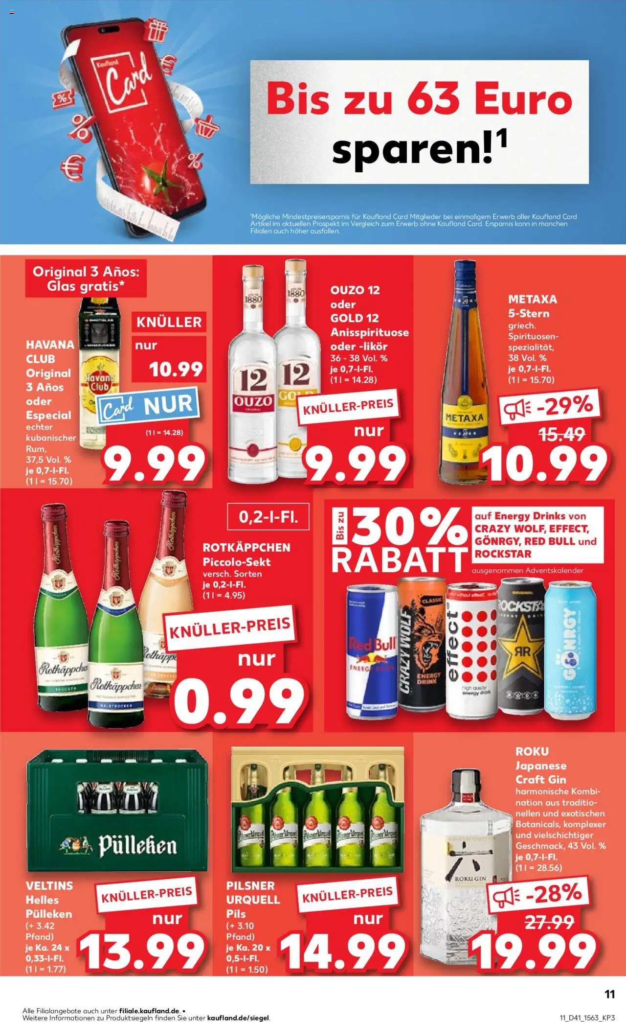 Kaufland prospekt Kiel	 – gültig ab 09.10.2025 | Seite: 11 | Produkte: Ouzo 12, Energy, Rockstar, Gin