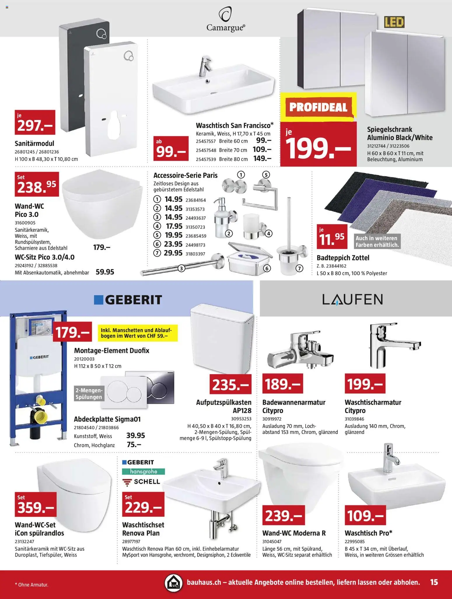 Bauhaus Aktionen – gültig ab 27.10.2025 | Seite: 15 | Produkte: Waschtisch, Spiegelschrank