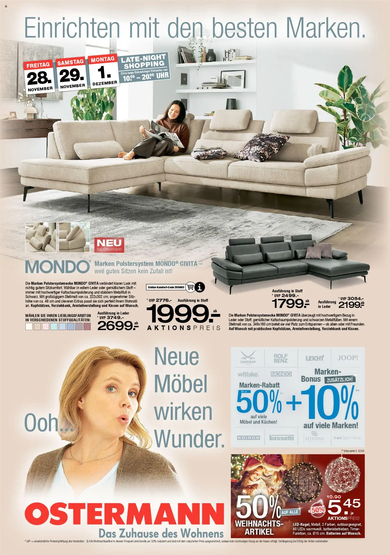 Ostermann Prospekt 	 – gültig ab 28.11.2025 | Seite: 1 | Produkte: Kissen, Batterien, Kuchen, Uhr
