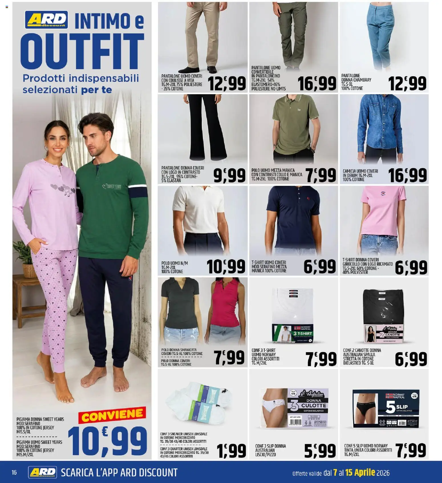 Volantino ARD Discount del 07.04.2026 | Pagina: 16 | Prodotti: Camicia, Intimo, Pigiama, Slip
