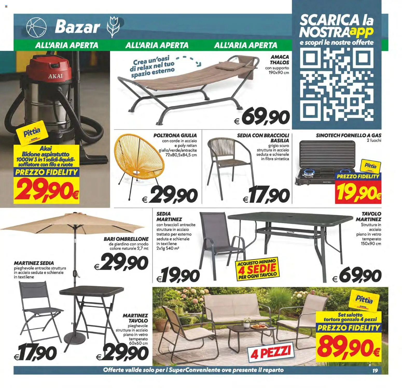 Volantino SuperConveniente del 07.04.2026 | Pagina: 19 | Prodotti: Ombrellone, Amaca, Fornello, Sedia