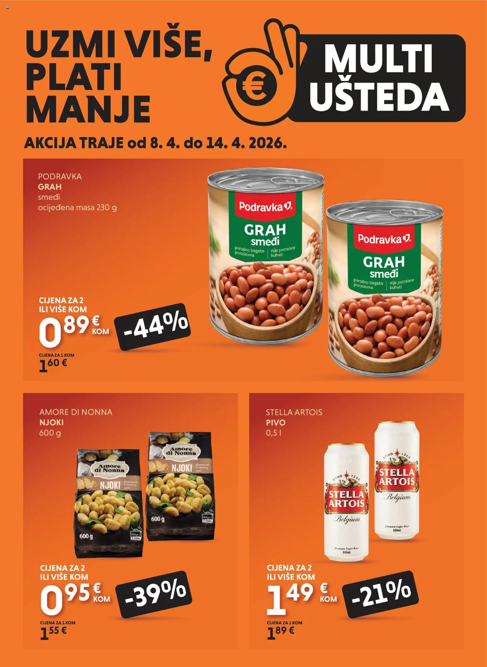 Studenac katalog | vrijedi od 08.04.2026 | Stranica: 1 | Proizvodi: Grah, Podravka, Pivo, Njoki