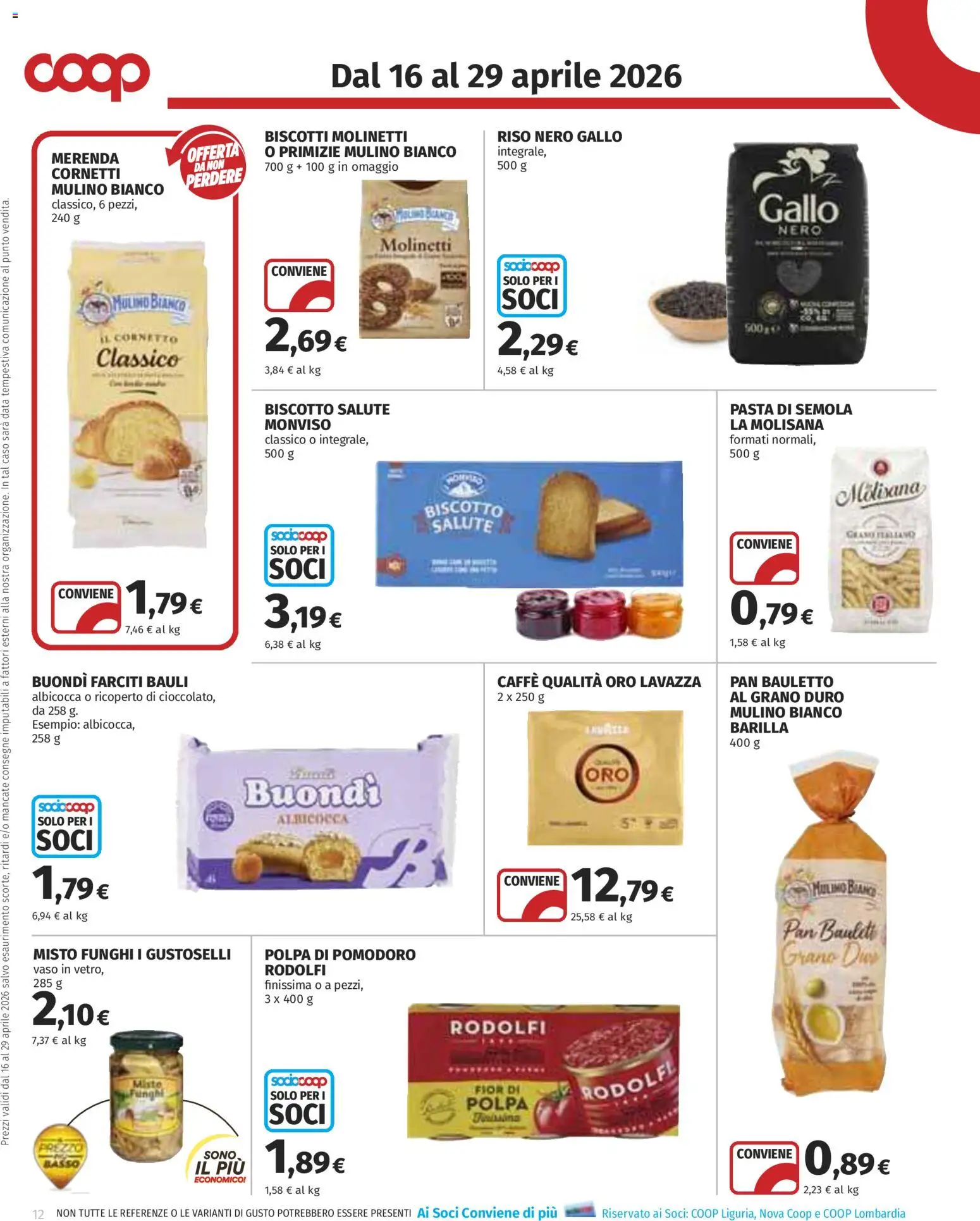 Volantino COOP del 16.04.2026 | Pagina: 12 | Prodotti: Caffè, Funghi, Lavazza, Vaso
