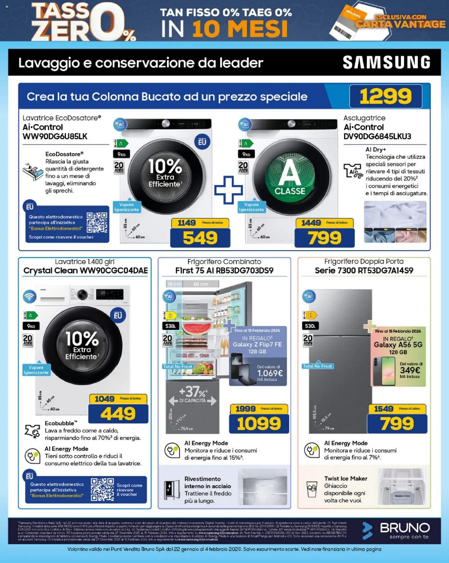Volantino BRUNO del 22.01.2026 | Pagina: 18 | Prodotti: Detergente, Lavatrice, Asciugatrice, Samsung