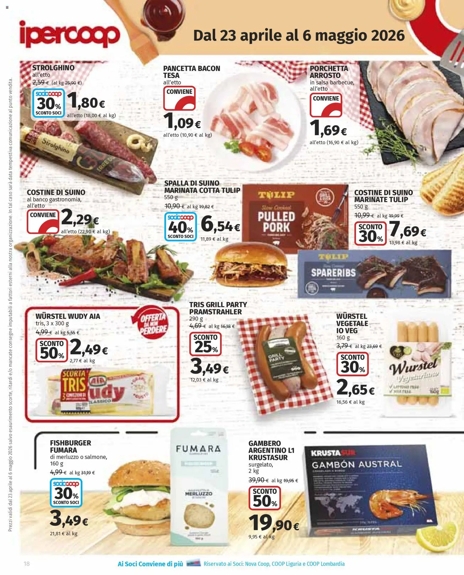 Volantino Ipercoop del 23.04.2026 | Pagina: 18 | Prodotti: Porchetta, Pancetta, Salsa, Suino
