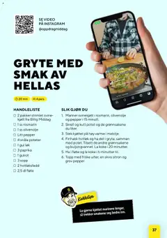 Forhåndsvisning av Bunnpris Billig middag gyldig fra 21.10.2025 | Side: 37