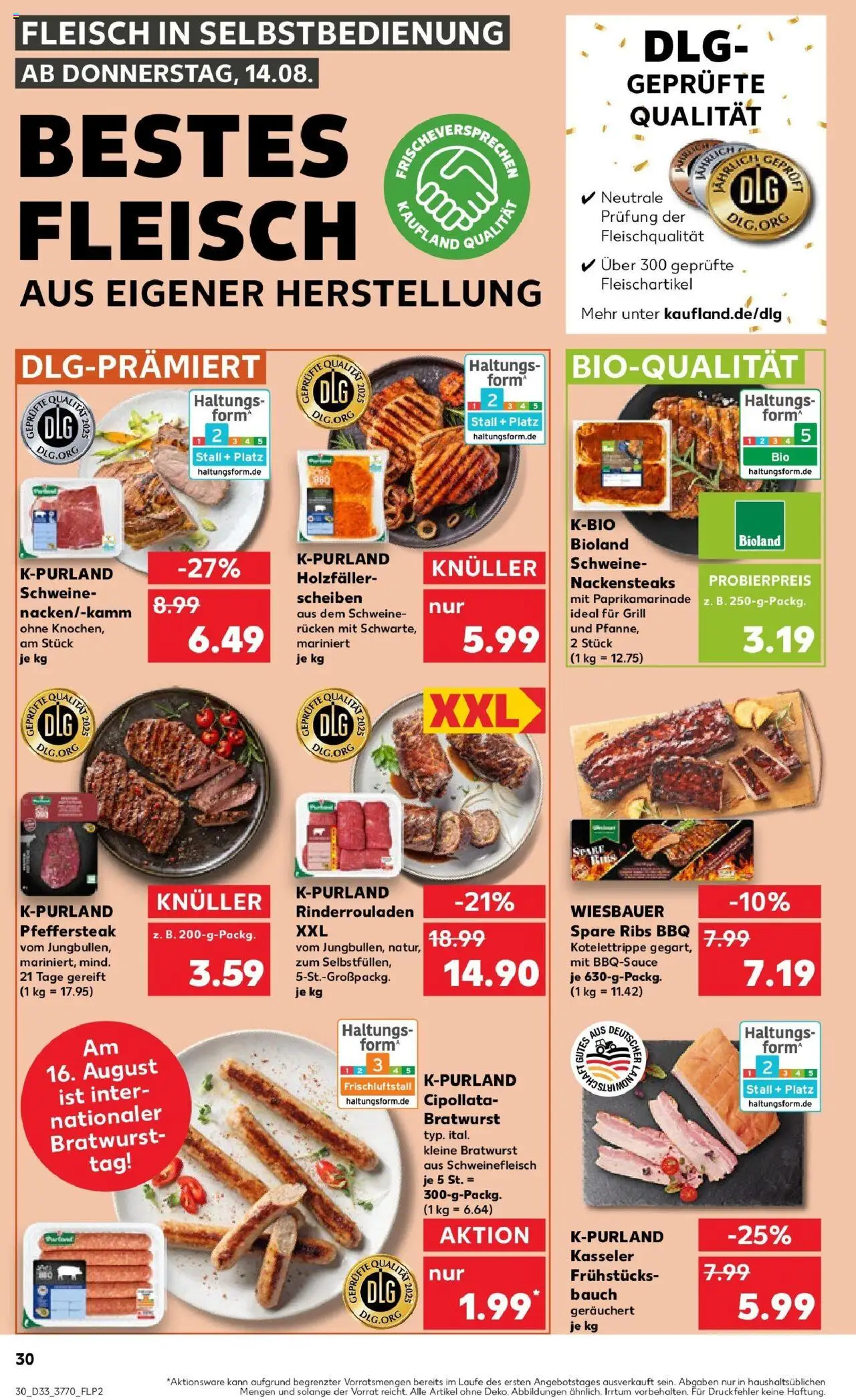 Kaufland prospekt Freital	 - gültig ab dem 18.08.2025 | Seite: 43 | Produkte: Rinderrouladen, Spare ribs, Schweinefleisch, Steak