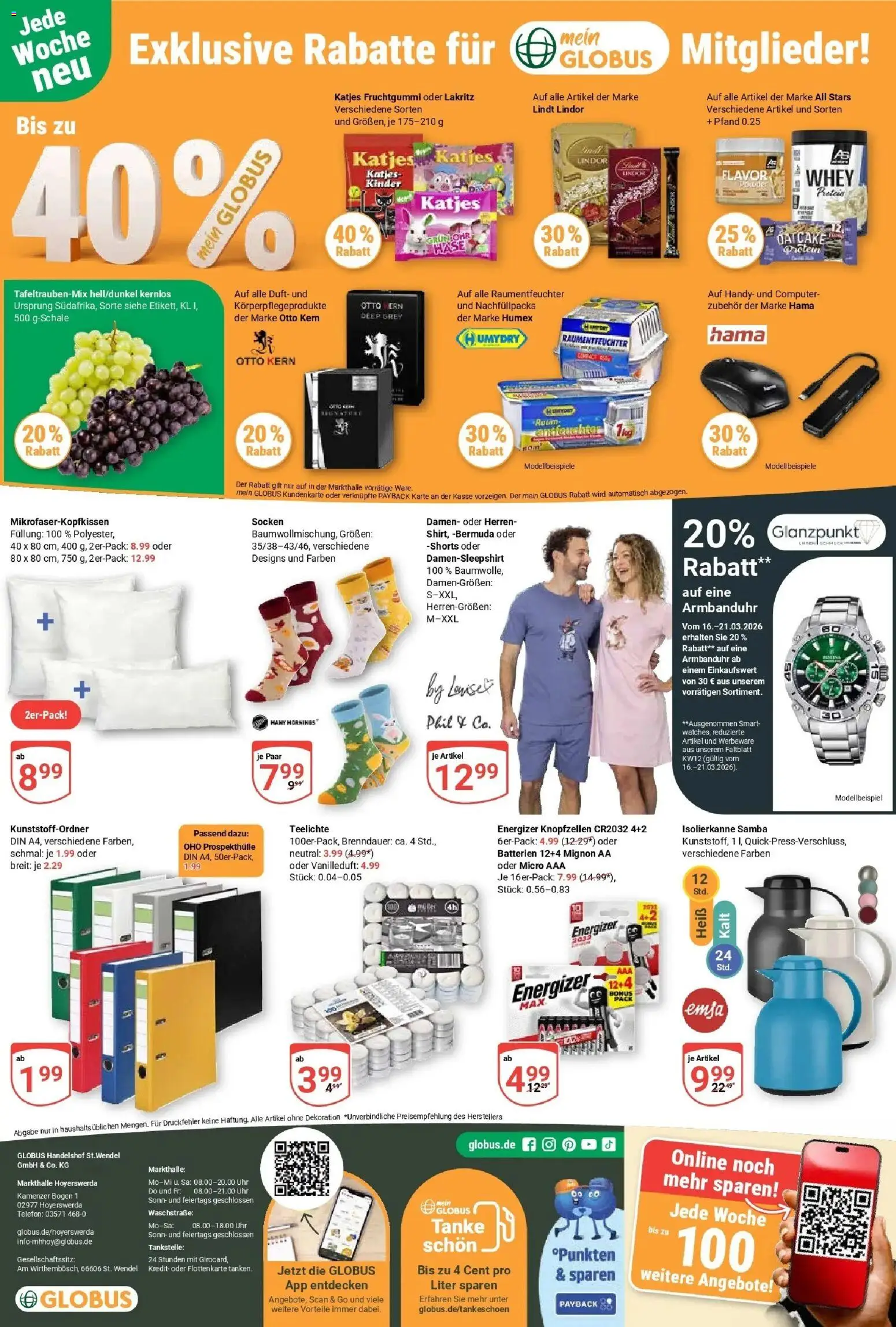 Globus prospekt Hoyerswerda	 – gültig ab 15.03.2026 | Seite: 32 | Produkte: Socken, Lindt, Telefon, Uhr