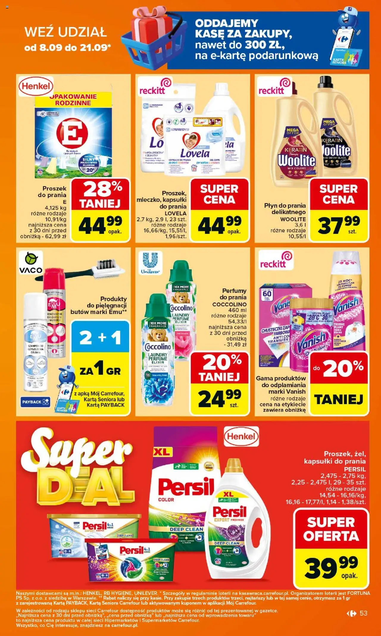 Carrefour Gazetka od 15.09.2025 | Strona: 53 | Produkty: Persil, Coccolino, Perfumy, Kapsułki do prania