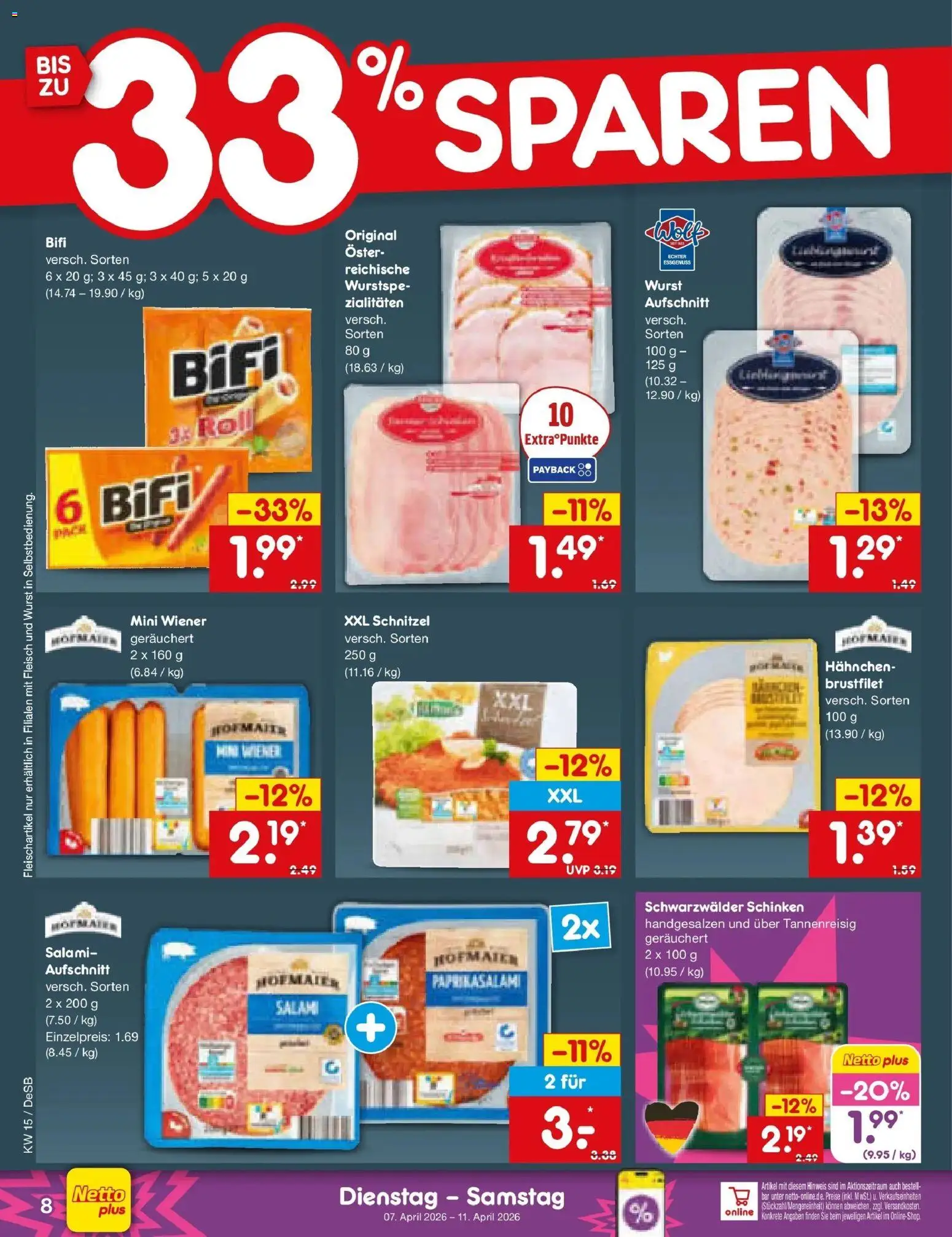 Netto Marken-Discount Prospekt Waiblingen-Bittenfeld	 – gültig ab 05.04.2026 | Seite: 10 | Produkte: Wurst, Salami, Schinken, Fleisch