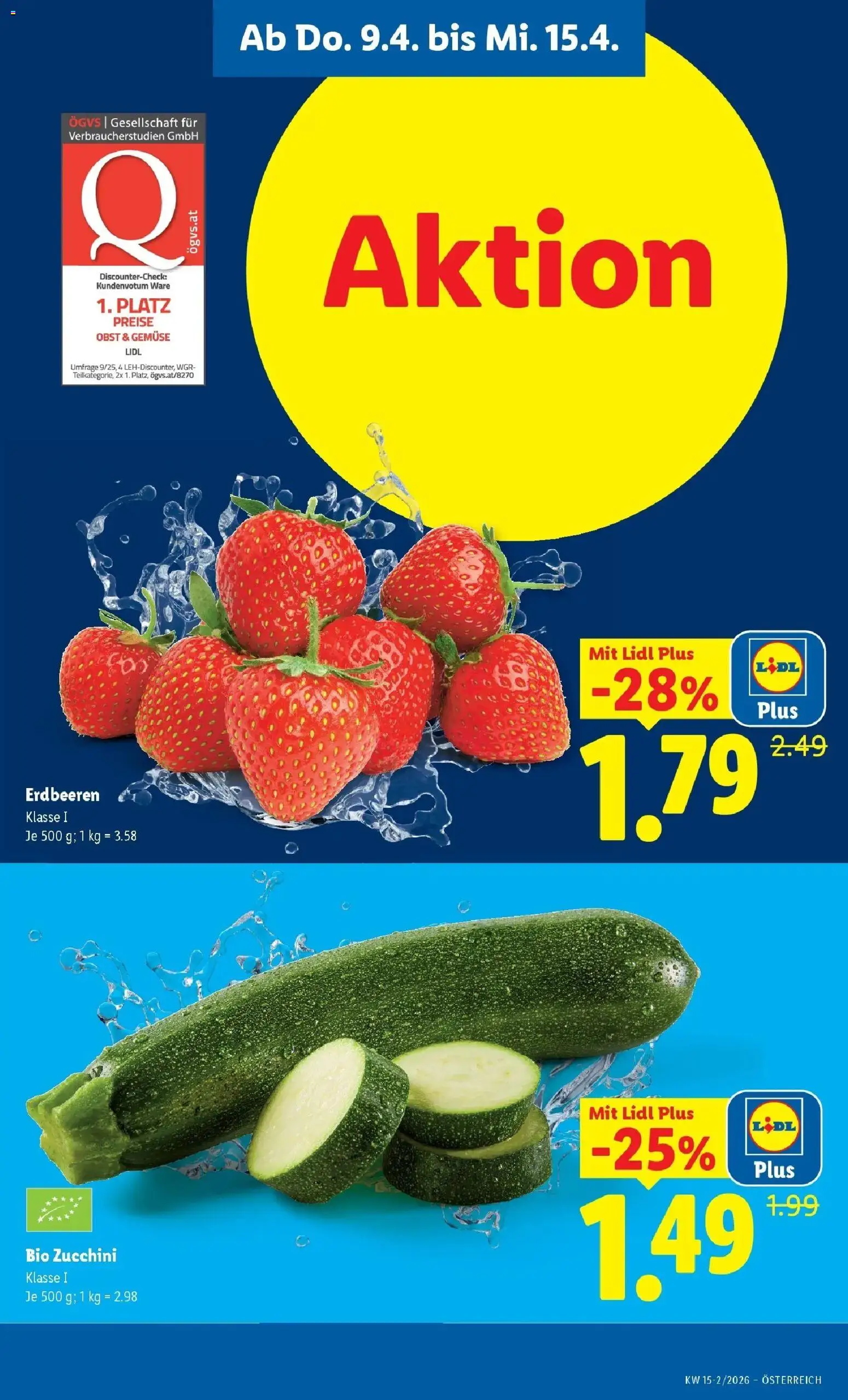 Lidl Flugblatt - Wien, Langenzersdorf, Zwettl gültig ab 08.04.2026 | Seite: 3 | Produkte: Erdbeeren, Gemüse, Obst