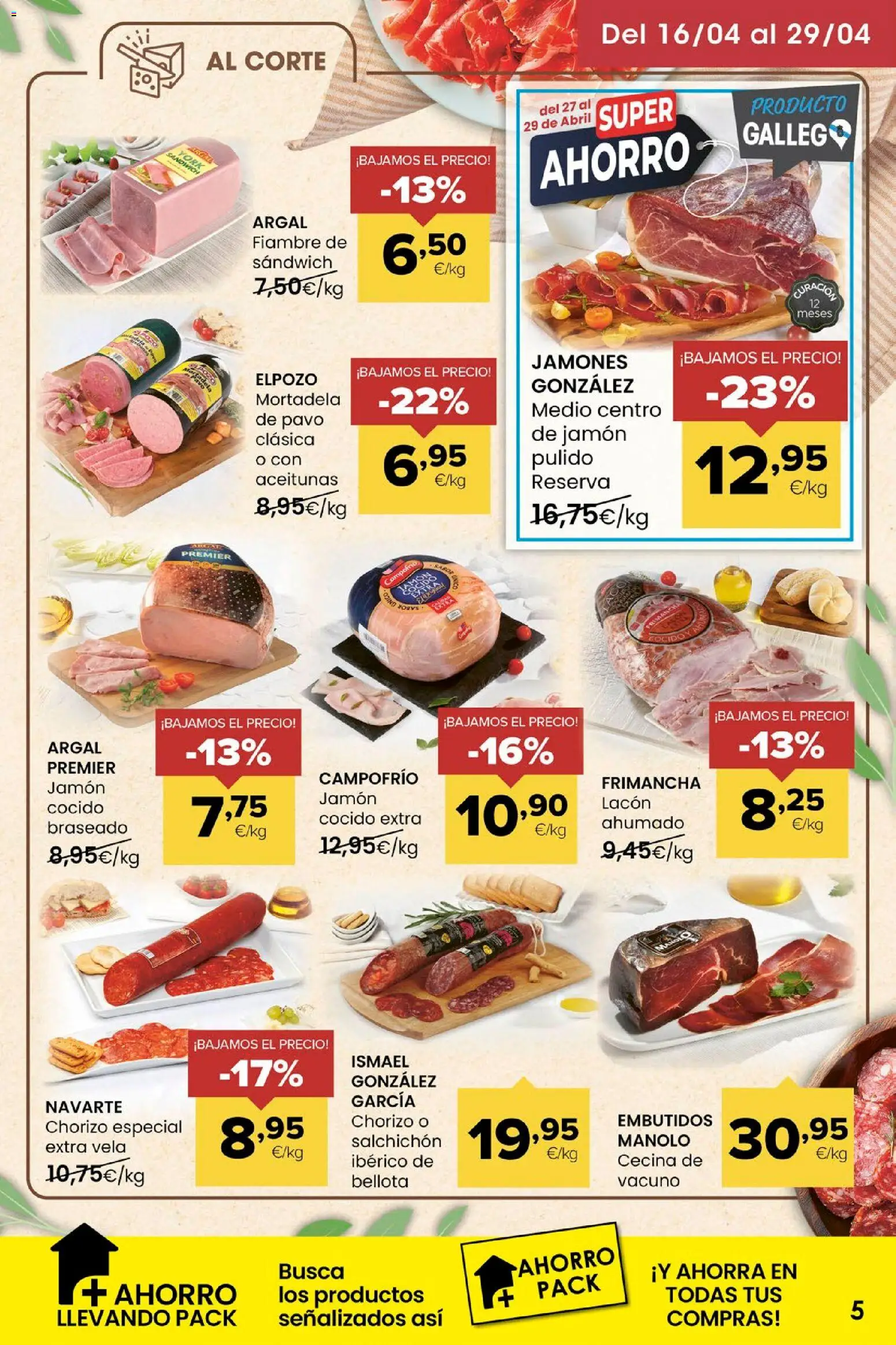 Eroski Miramos por ti │ válido desde el 16.04.2026 | Página: 5 | Productos: Jamón, Νυχτικό, Vela, Mortadela