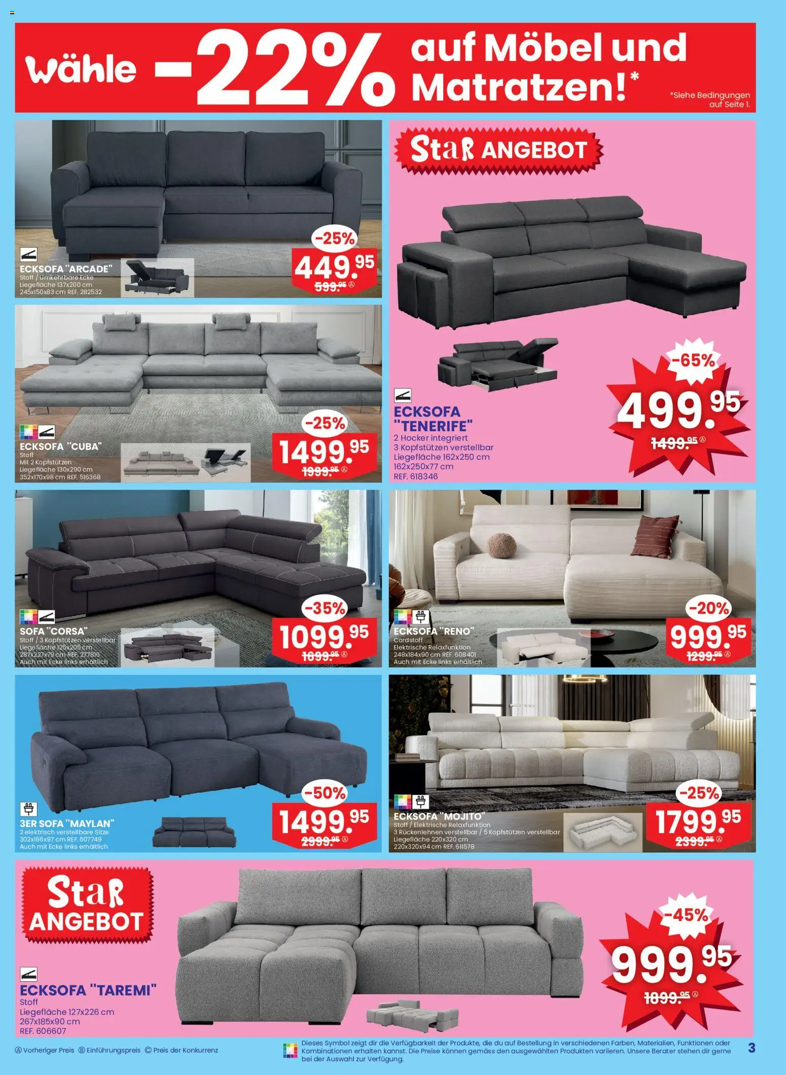 Conforama Aktionen Singles – gültig ab 05.11.2025 | Seite: 3 | Produkte: Hocker, Sofa, Ecksofa