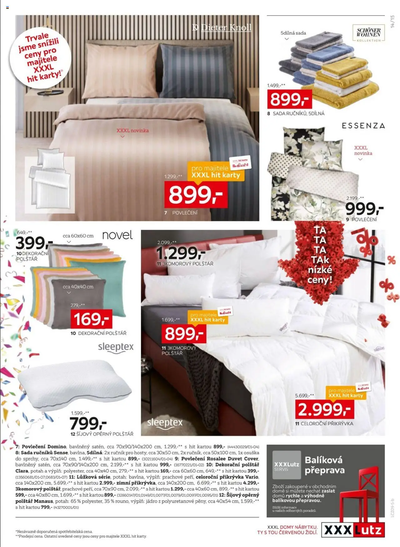 XXXLutz leták - Sleva 25 % na téměř celý nákup od 08.09.2025 | Strana: 15 | Produkty: Ručník, Povlečení, Polštář, Karty