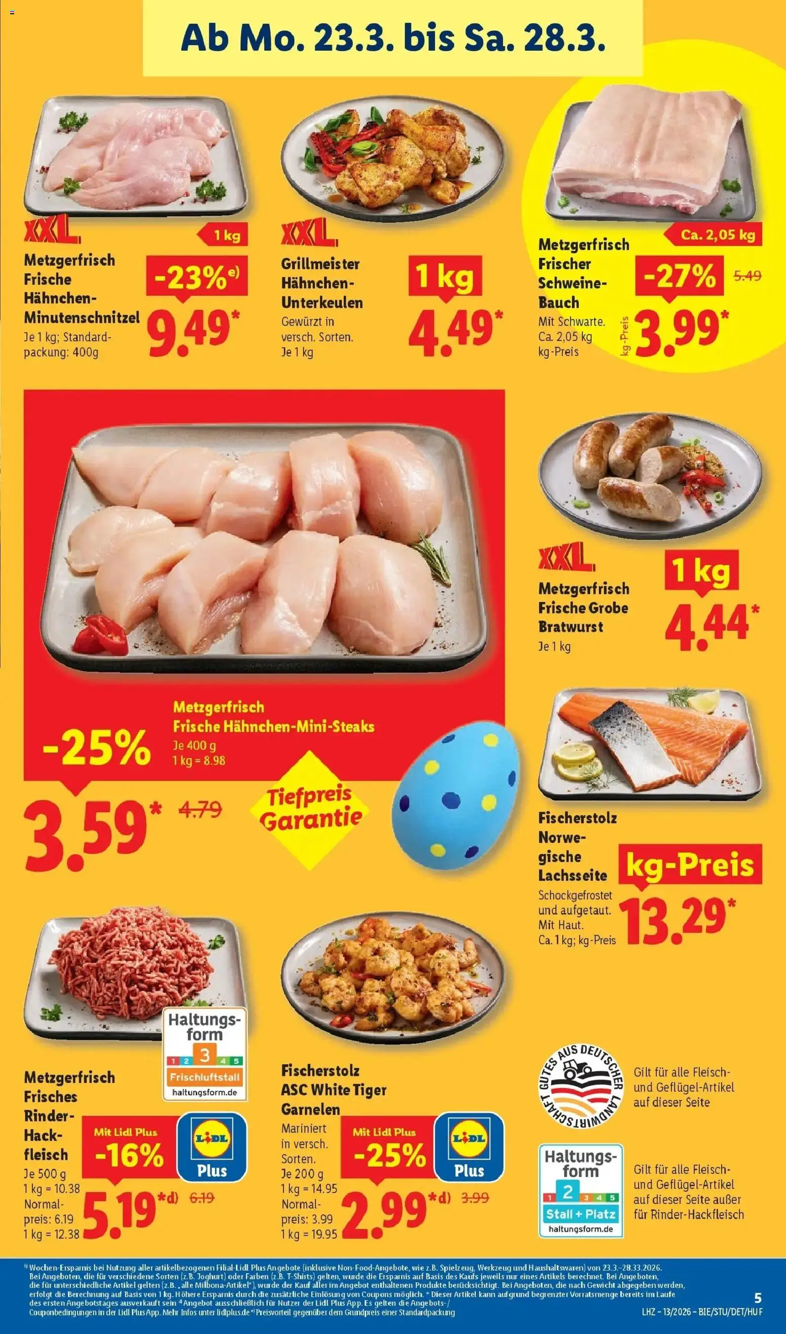 Lidl Prospekt Ebersbach – gültig ab 23.03.2026 | Seite: 11 | Produkte: Gewicht, Hahnchen, Bratwurst, Garnelen