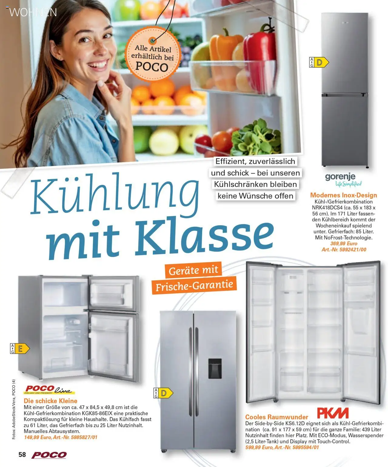 Poco Wohnwelt Herbst 2025 – gültig ab 01.09.2025 | Seite: 58 | Produkte: Gorenje, Kühlgefrierkombination