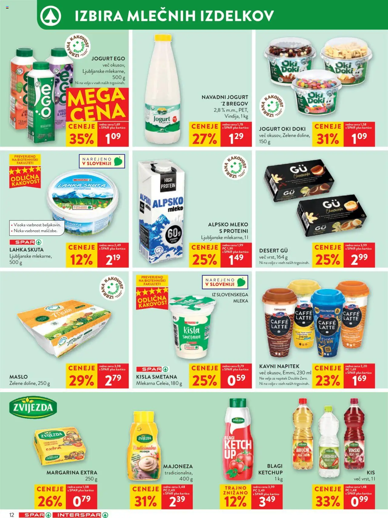 Novi Spar katalog ponudbe – veljaven od 08.10.2025 | Stran: 14 | Izdelki: Margarina, Mleko, Kisla smetana, Smetana