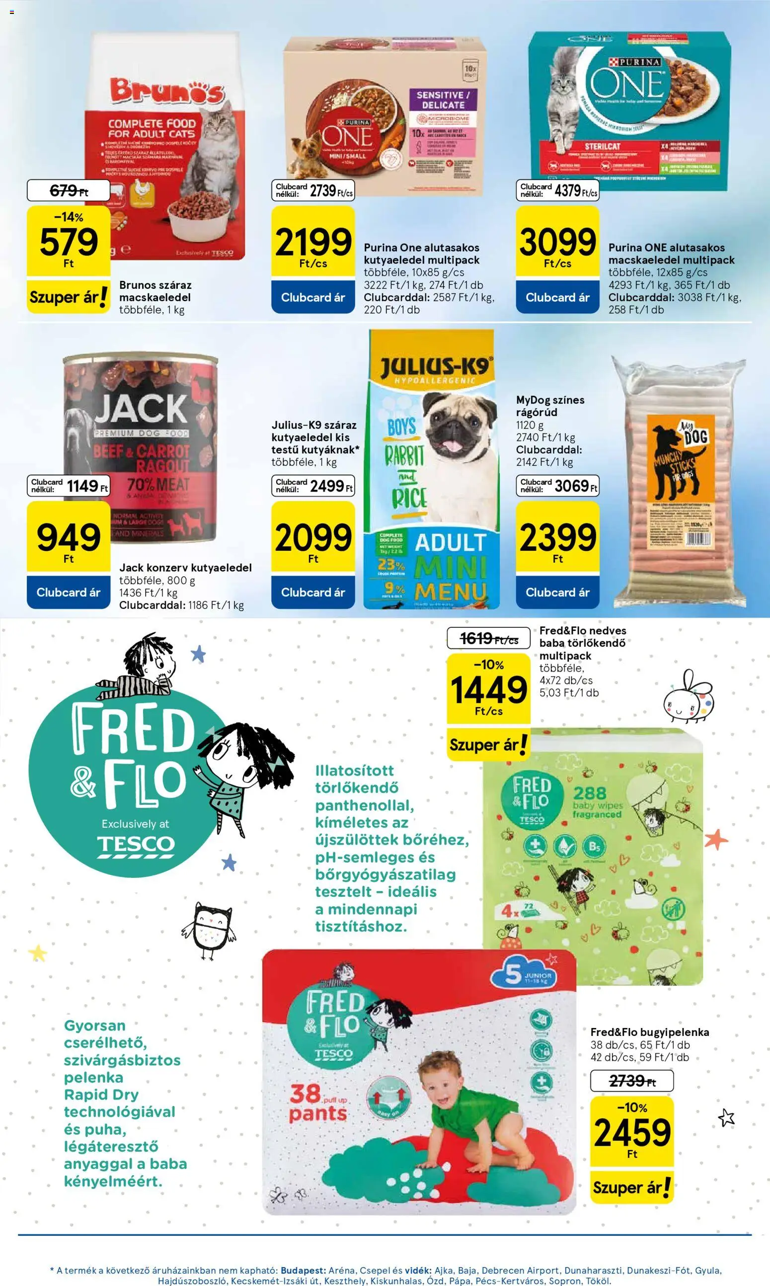 Tesco akciós ujság - amely érvényes a következő dátumtól: 22.01.2026 | Oldal: 23 | Termékek: Macskaeledel, Kutyaeledel, Purina one, Törlőkendő