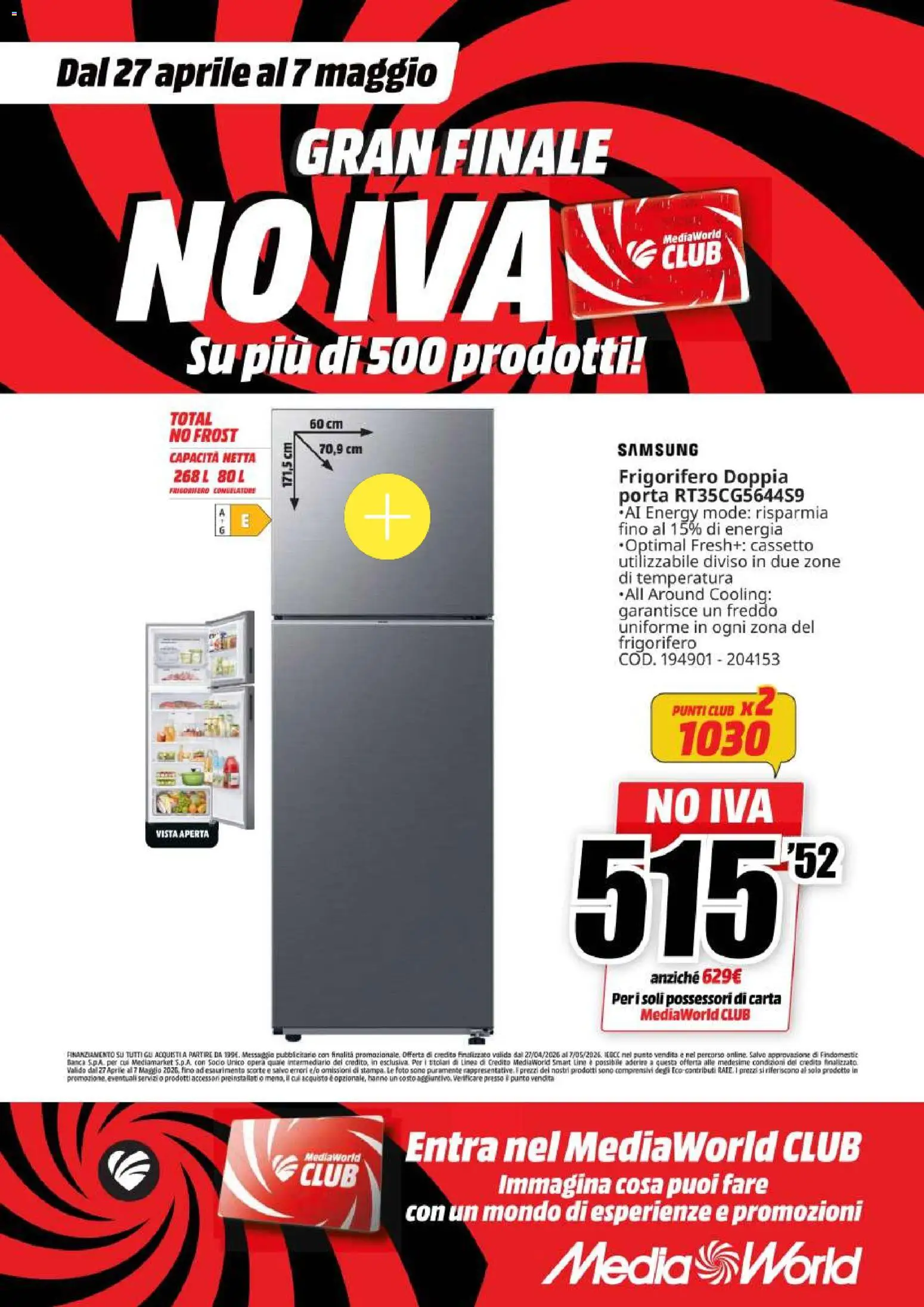 Volantino Media World del 27.04.2026 | Pagina: 33 | Prodotti: Frigorifero, Samsung