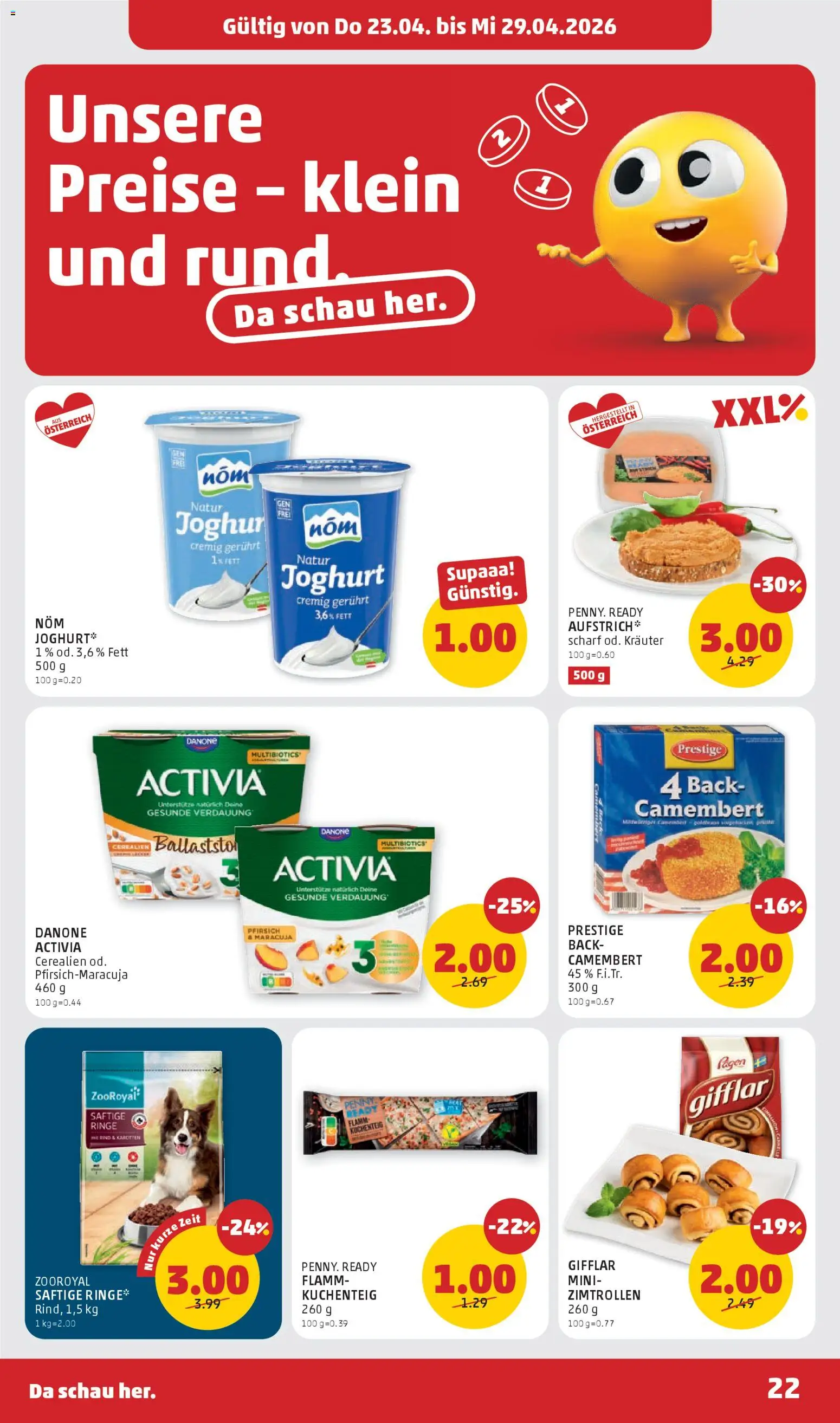 Penny Markt - Flugblatt gültig ab 23.04.2026 | Seite: 22 | Produkte: Pfirsich, Joghurt