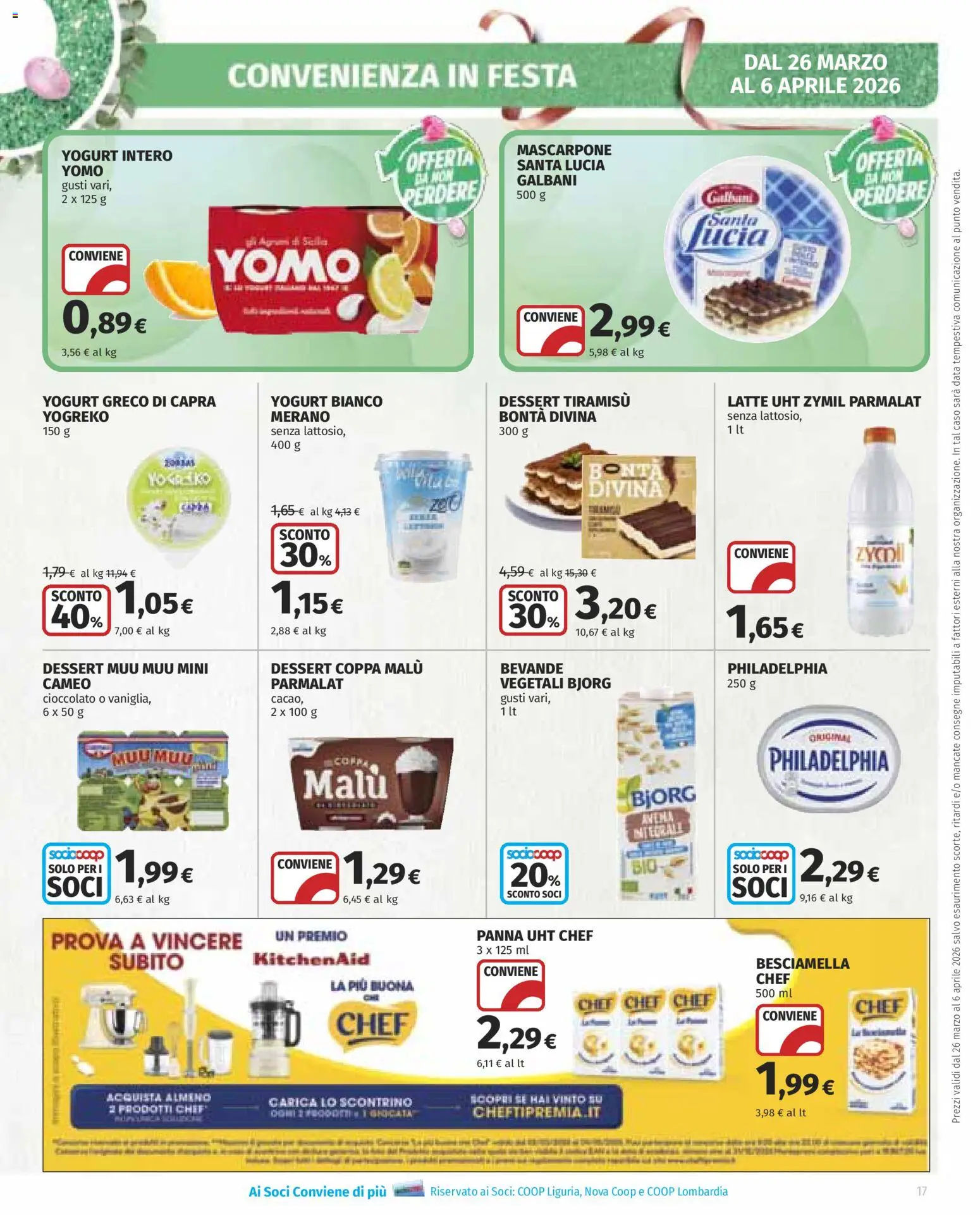 Volantino COOP del 26.03.2026 | Pagina: 17 | Prodotti: Yogurt greco, Cioccolato, Latte, Mascarpone