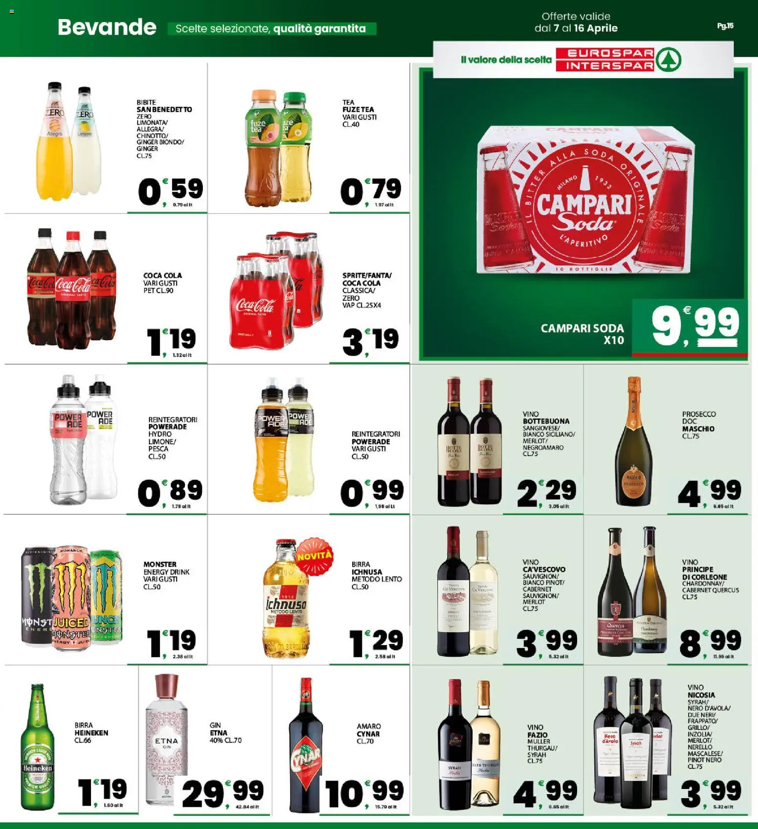 Volantino Eurospar del 07.04.2026 | Pagina: 15 | Prodotti: Birra, Heineken, Amaro, Coca Cola