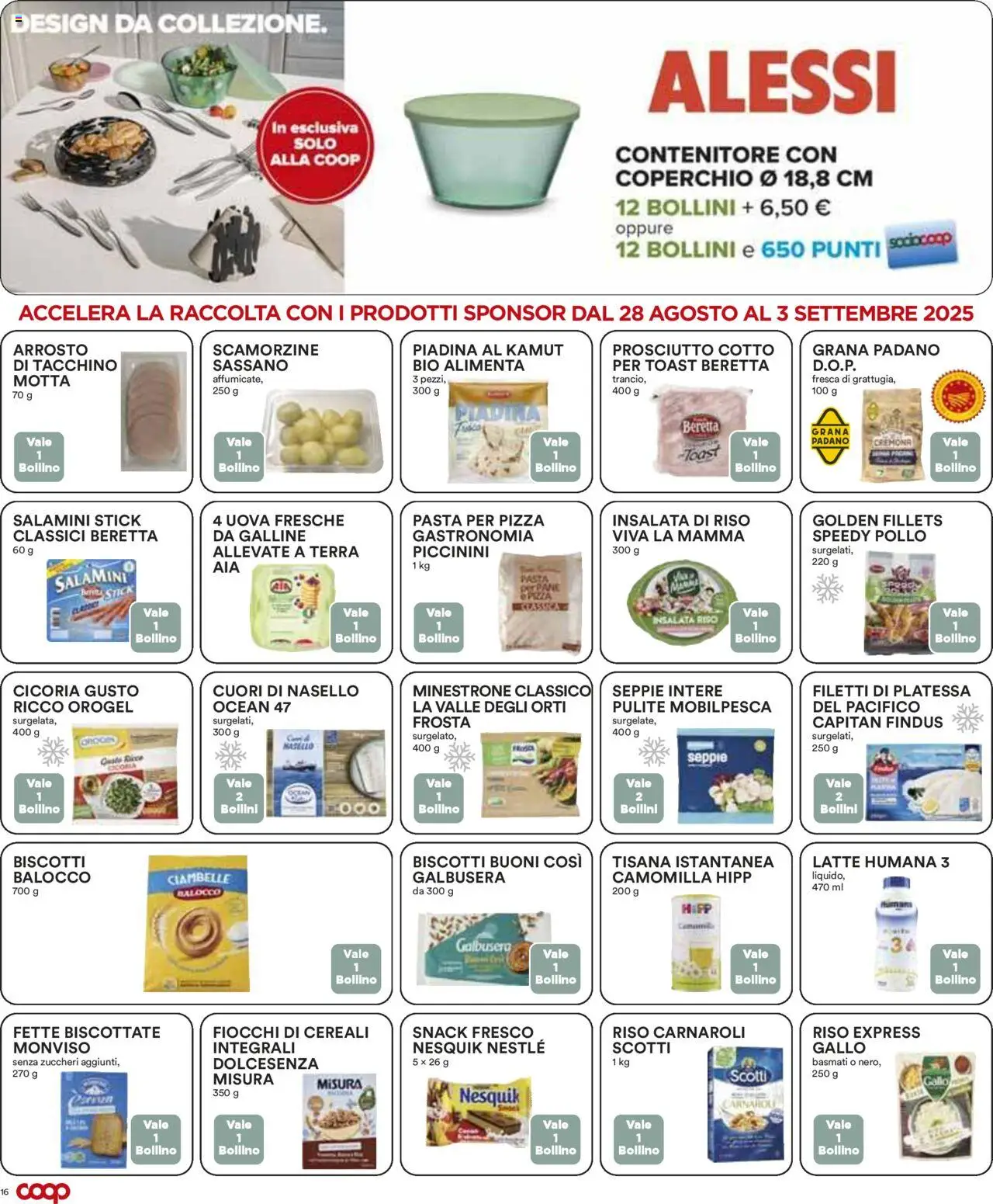 Volantino COOP del 21.08.2025 | Pagina: 16 | Prodotti: Pizza, Insalata, Tacchino, Nasello