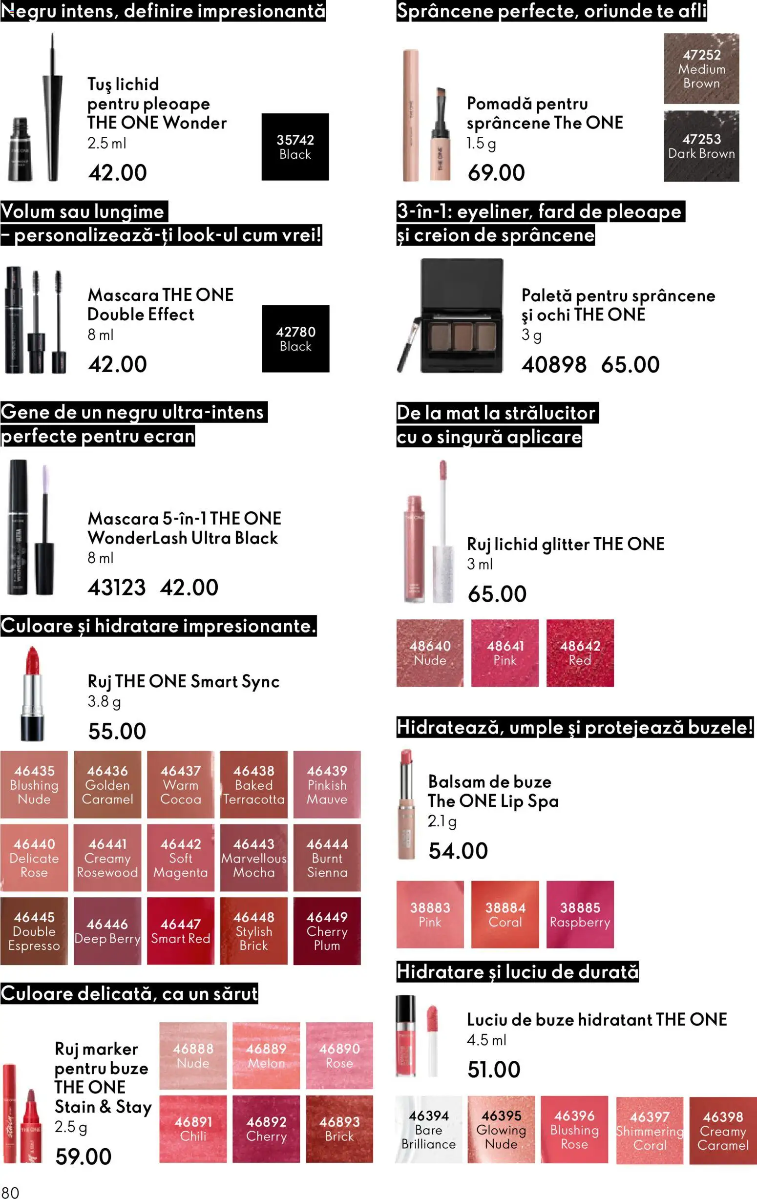 Noul catalog Oriflame – valabil de la 21.01.2026 | Pagină: 80 | Produse: Creion de sprâncene, Mascara, Fard de pleoape, Balsam