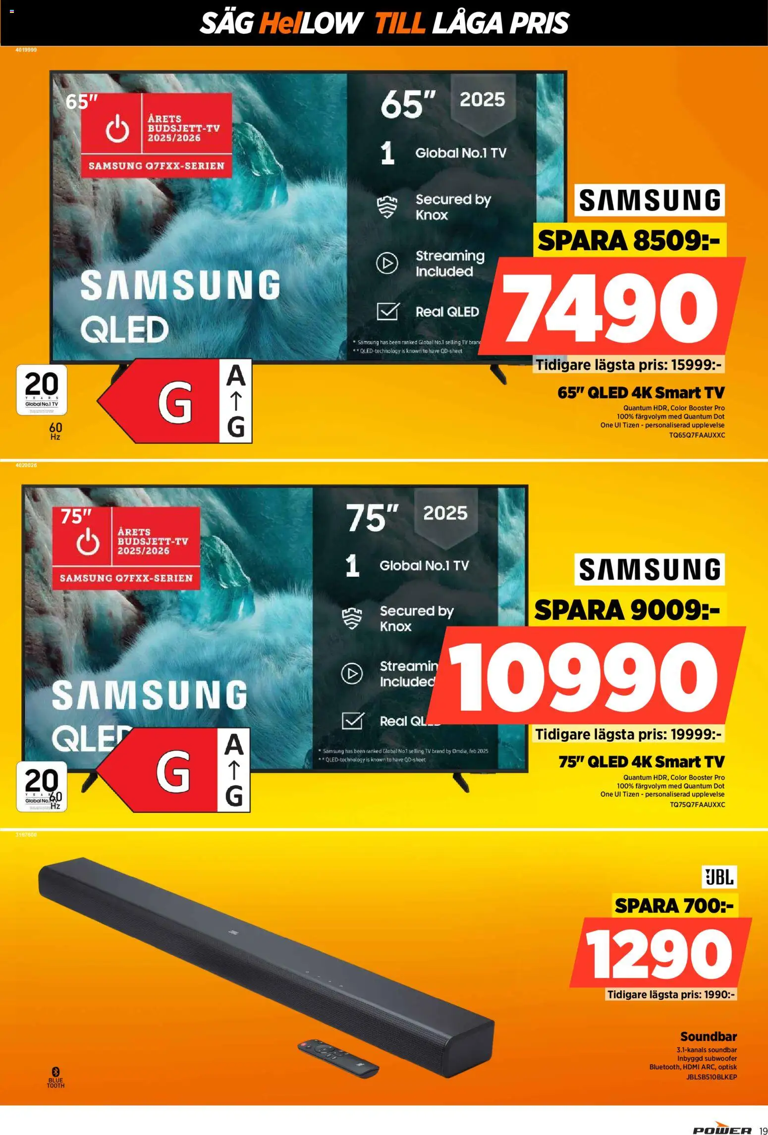 Power reklamblad aktuell från 16.03.2026 | Sida: 19 | Produkter: Såg, Smart tv, Tv