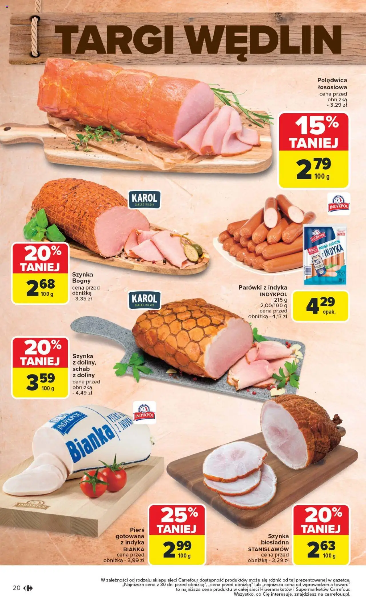 Carrefour Gazetka od 18.08.2025 | Strona: 22 | Produkty: Schab, Parówki, Szynka, Parówki z indyka