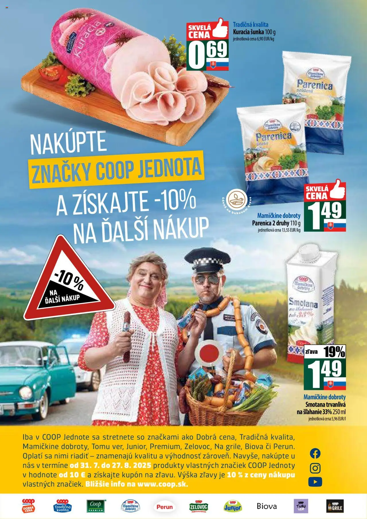 COOP Jednota široká ponuka │ platný od 14.08.2025 | Strana: 2 | Produkty: Šunka, Smotana