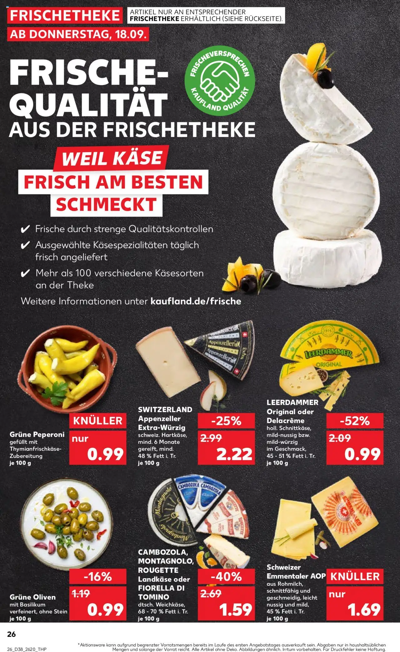 Kaufland prospekt Zeitz	 – gültig ab 21.09.2025 | Seite: 26 | Produkte: Käse, Theke, Leerdammer