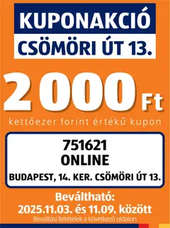 Aldi Kupón Akció | Budapest - amely érvényes a következő dátumtól: 03.11.2025