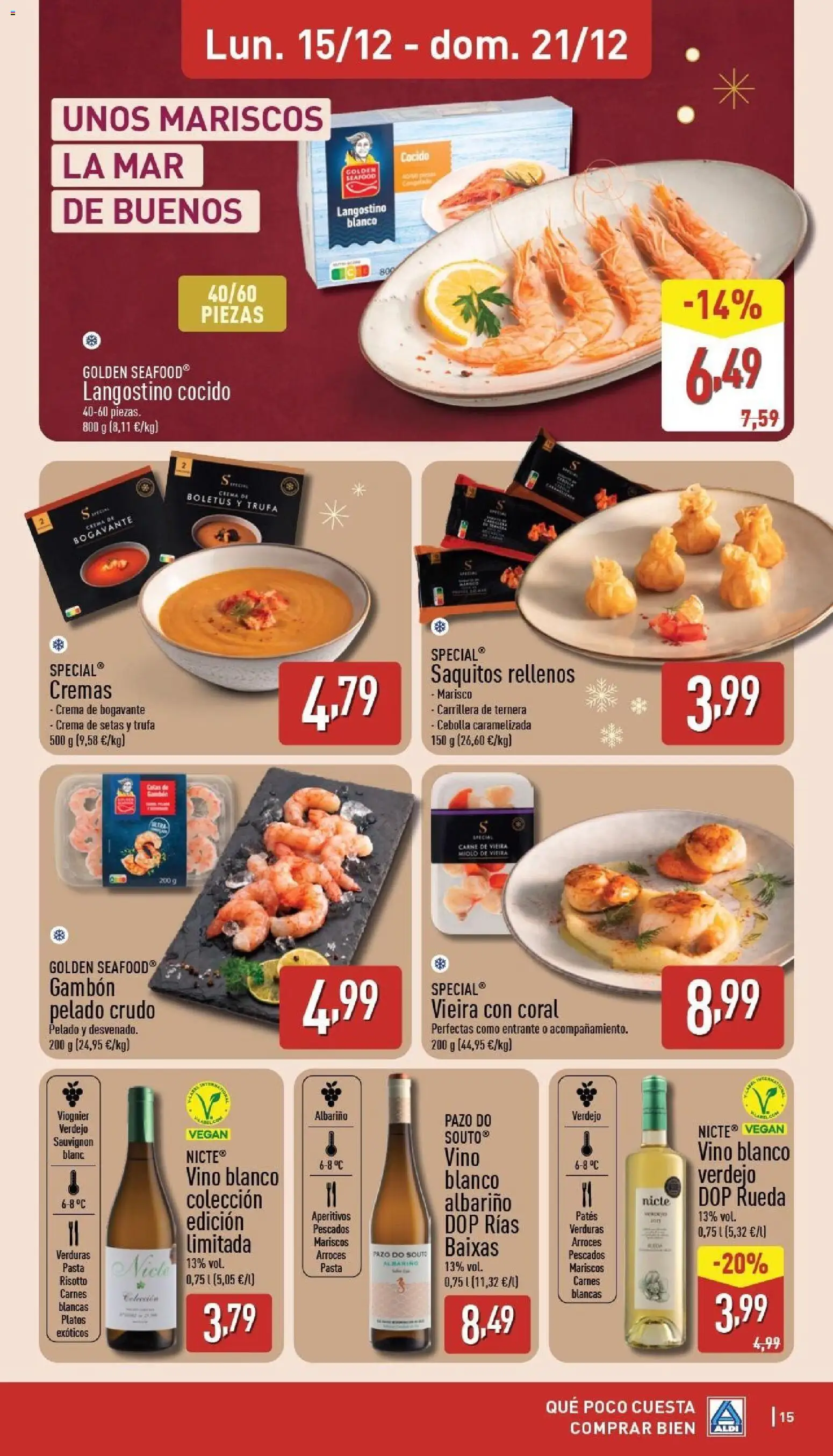 Aldi folleto Península │ válido desde el 15.12.2025 | Página: 15 | Productos: Vino, Pasta, Crema, Langostino