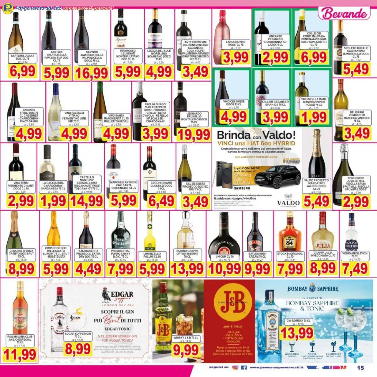 Volantino Pewex del 17.10.2025 | Pagina: 15 | Prodotti: Prosecco, Top, Limoncello, Grappa
