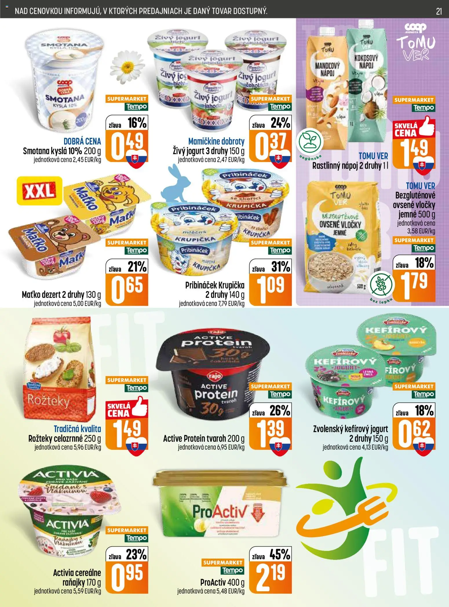 Nové COOP Jednota akcie – leták je platný od 05.03.2026 | Strana: 21 | Produkty: Jogurt, Smotana, Tvaroh, Vločky
