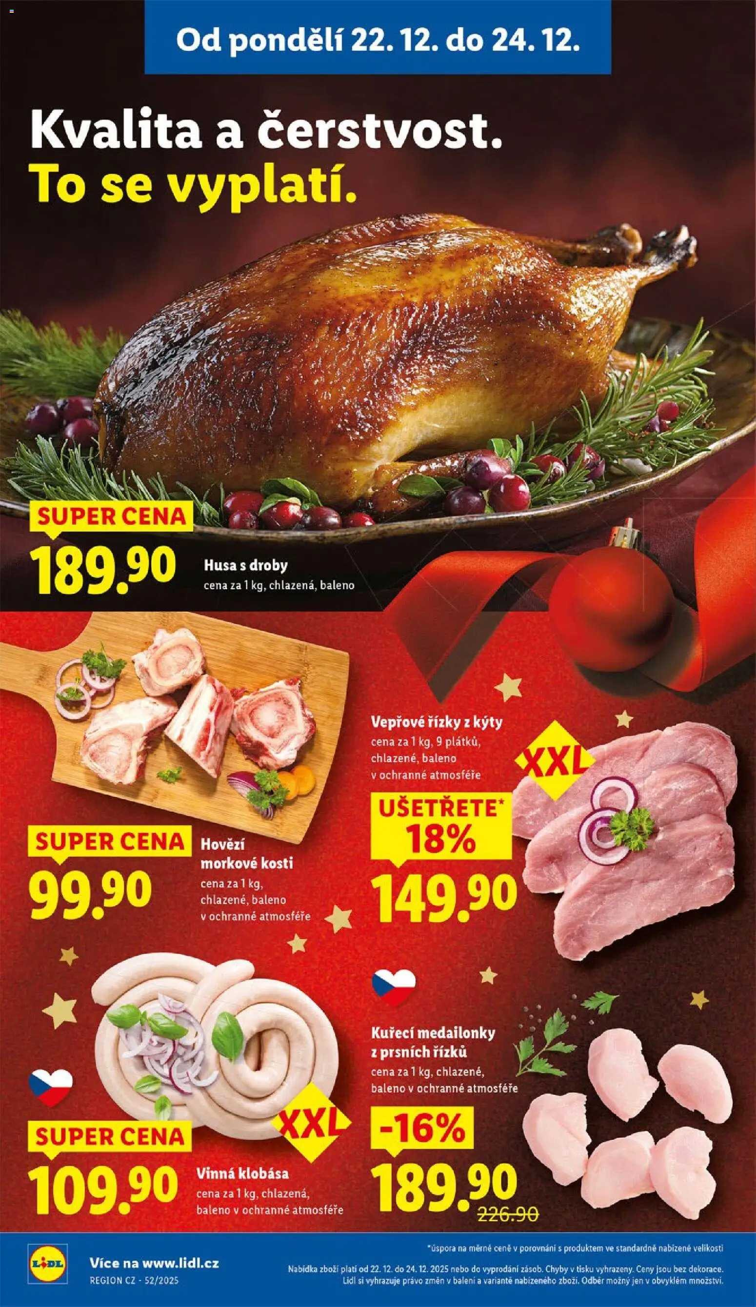 Lidl leták od 22.12.2025 | Strana: 6 | Produkty: Hovězí, Vinná klobása, Klobása, Husa