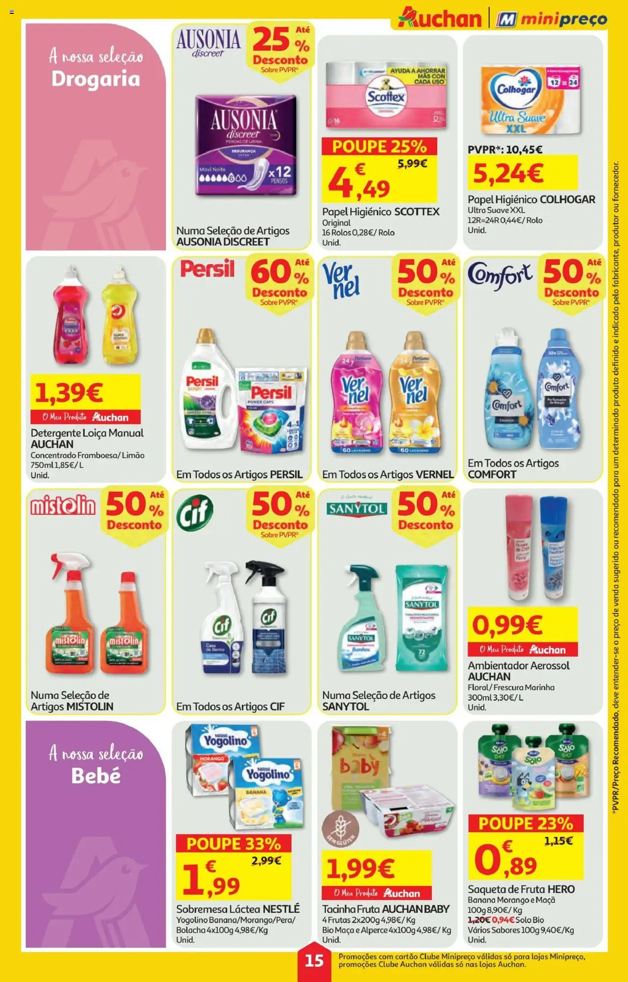 Minipreço folheto │ válido de 11.09.2025 | Página: 15 | Produtos: Papel higiénico, Banana, Maça, Persil