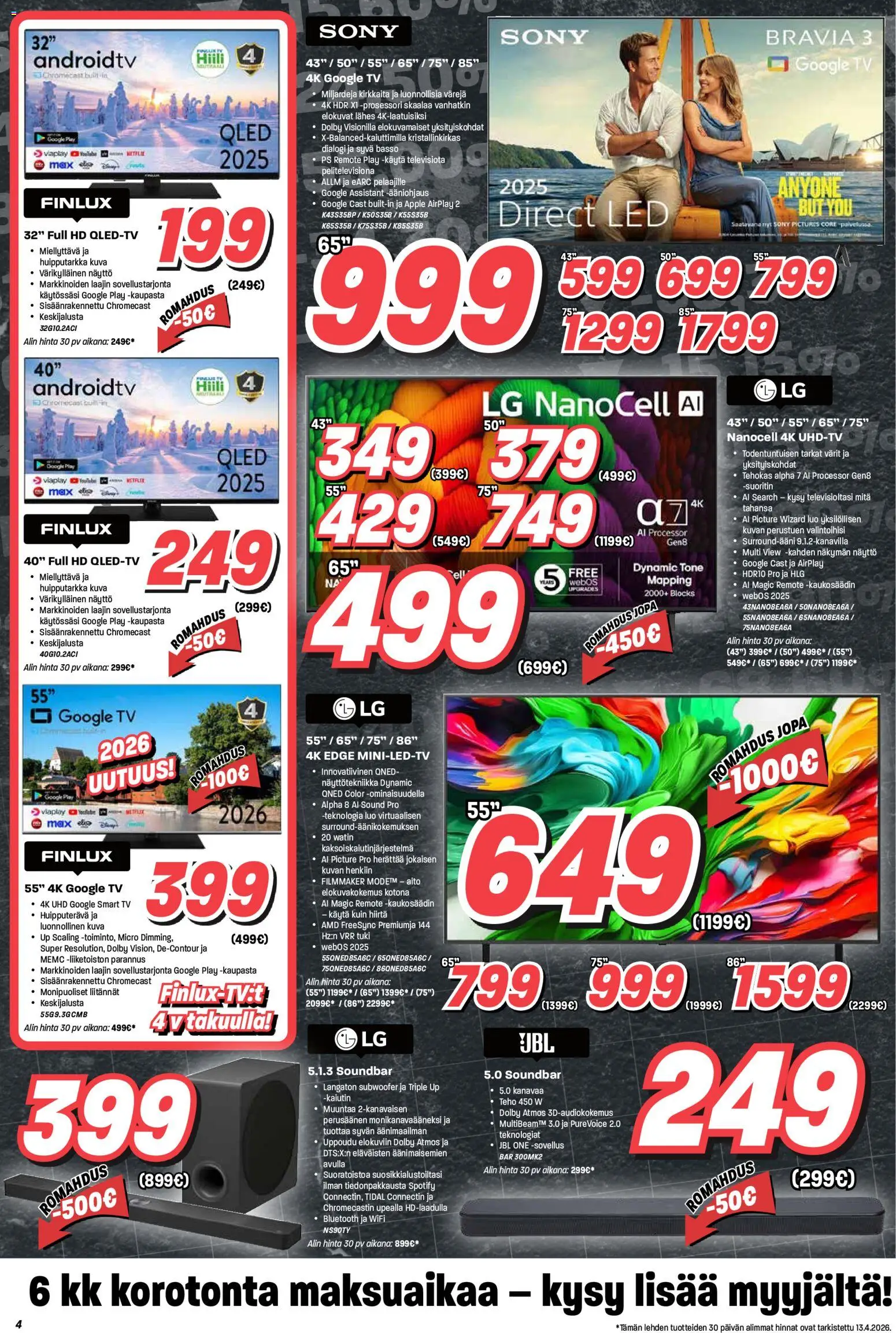 Veikon Kone tarjoukset – voimassa 20.04.2026 alkaen | Sivu: 4 | Tuotteet: Kaiutin, Kaukosäädin, Soundbar, Näyttö