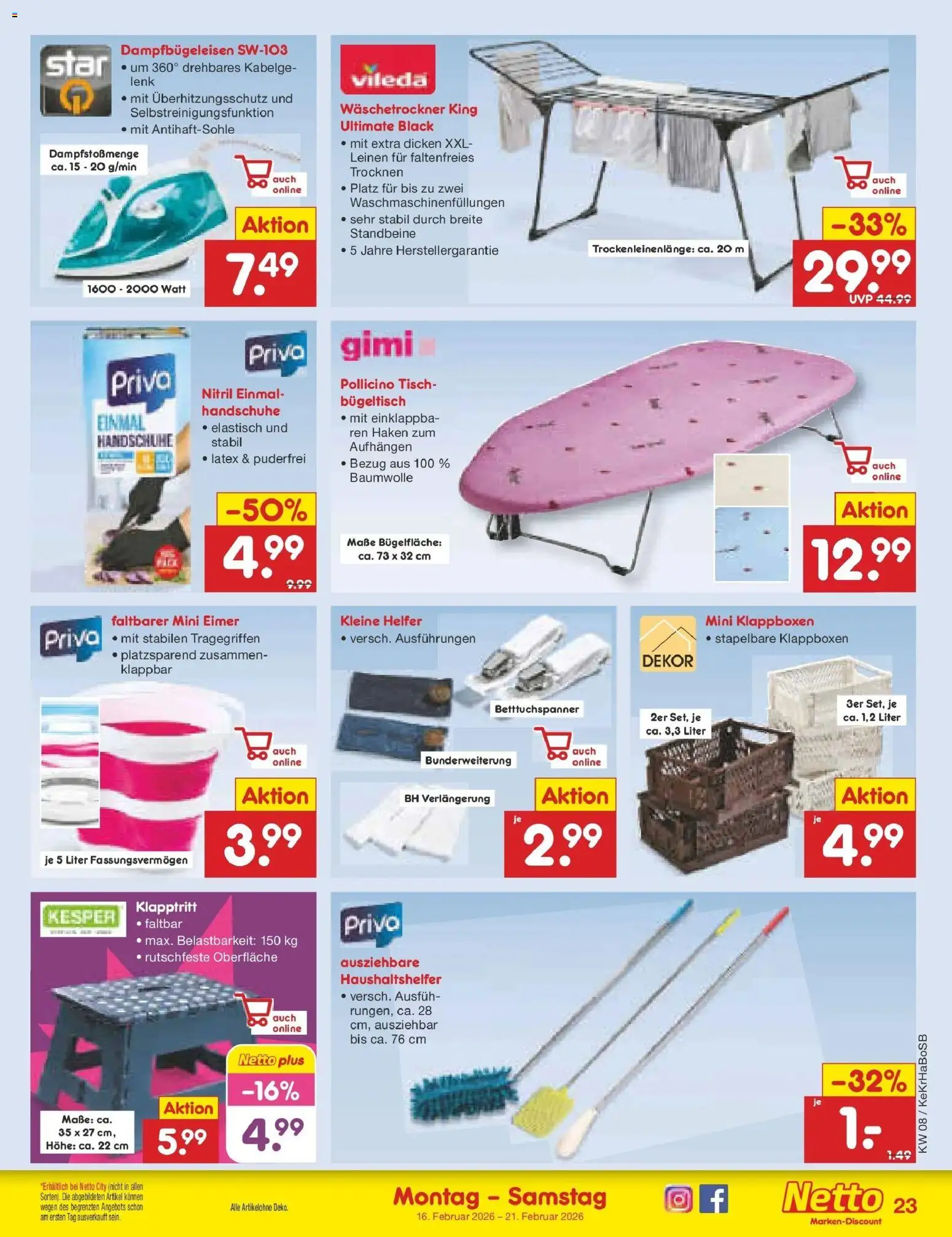 Netto Marken-Discount prospekt Kruft	 – gültig ab 16.02.2026 | Seite: 31 | Produkte: Tisch, BH, Handschuhe
