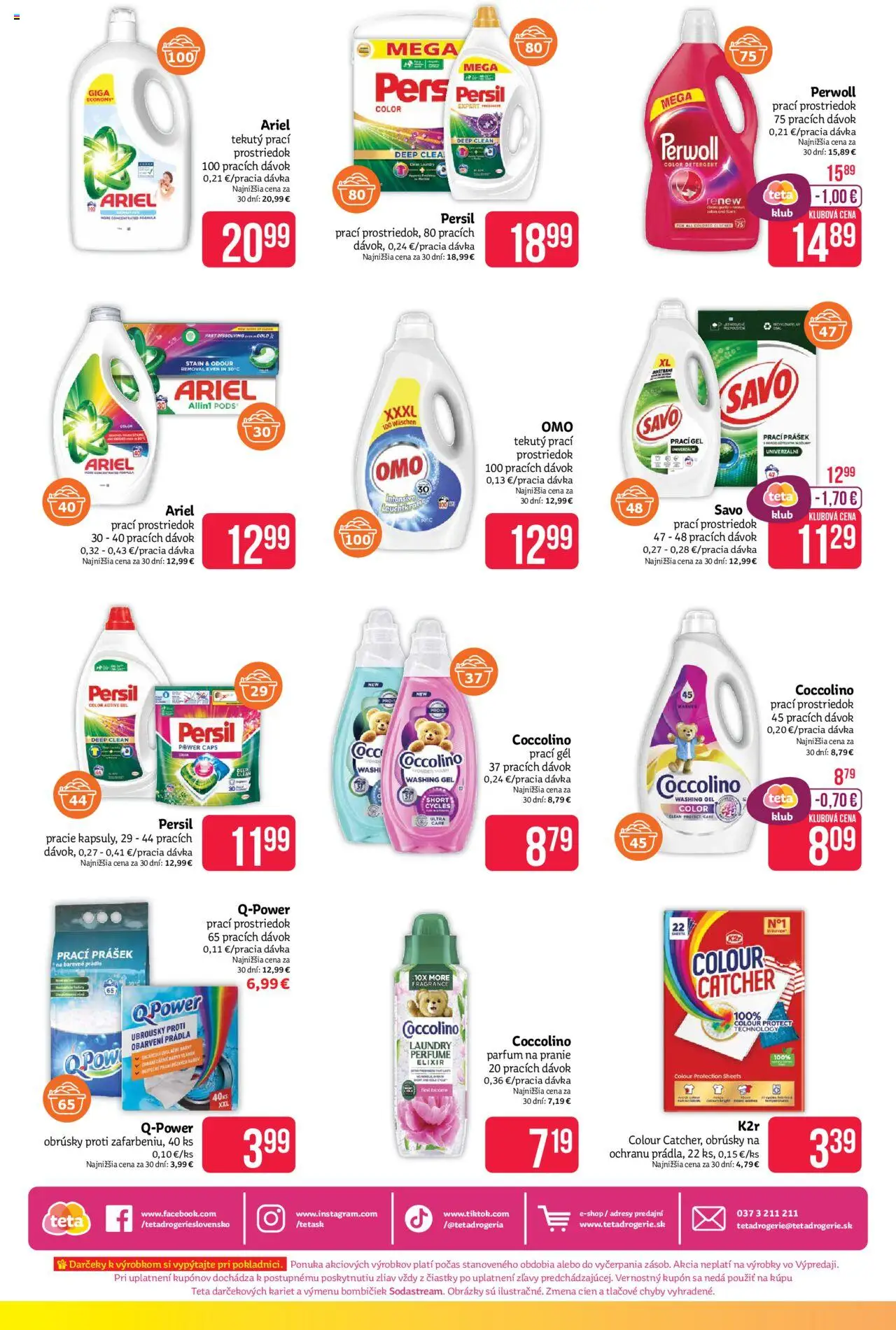Teta drogerie leták │ platný od 04.08.2025 | Strana: 16 | Produkty: Persil, Perwoll, Ariel, Med