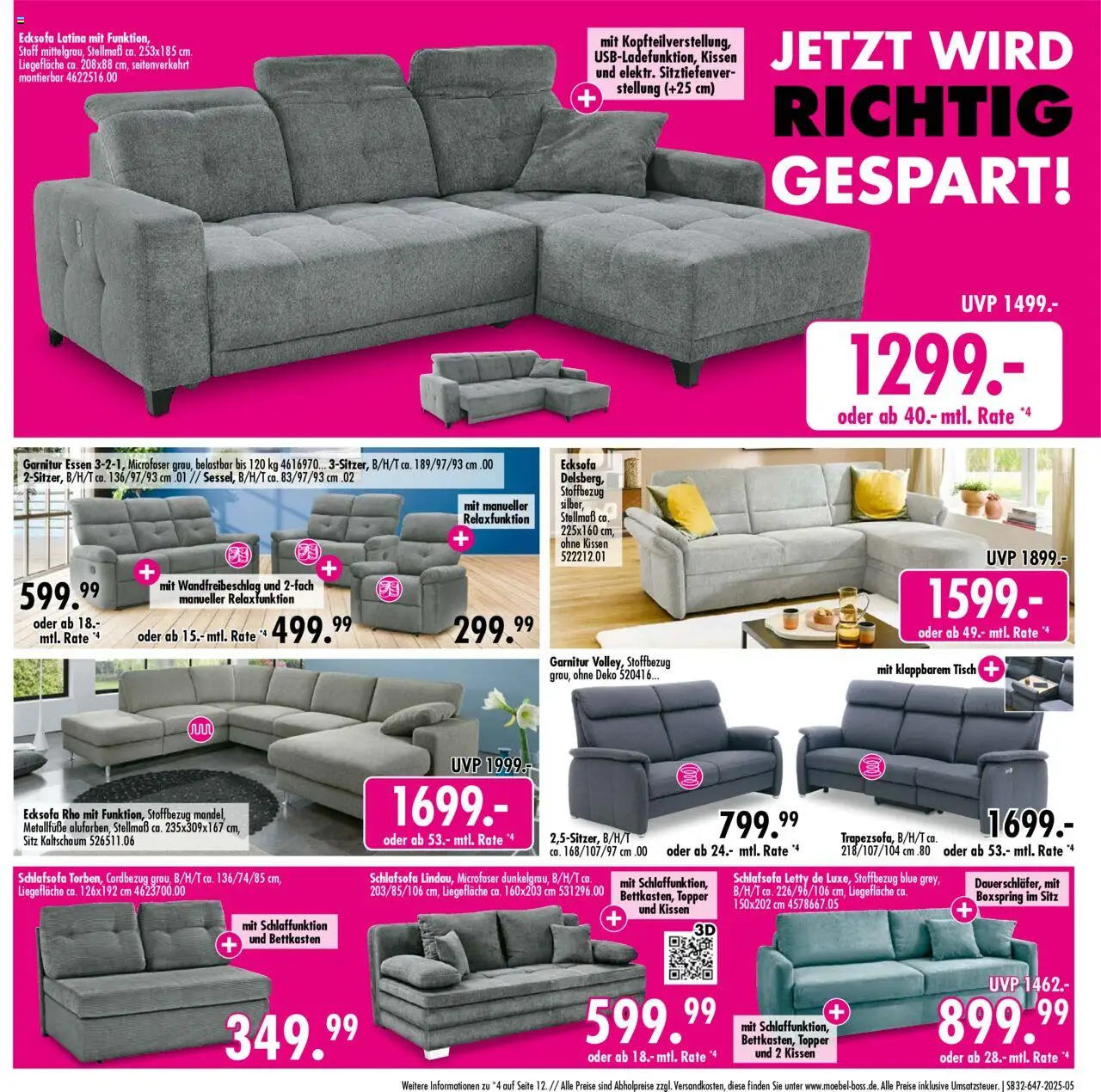 SB Möbel Boss Prospekt Neubrandenburg - gültig ab dem 02.08.2025 | Seite: 5 | Produkte: Schlafsofa, Ecksofa, Kissen, Tisch