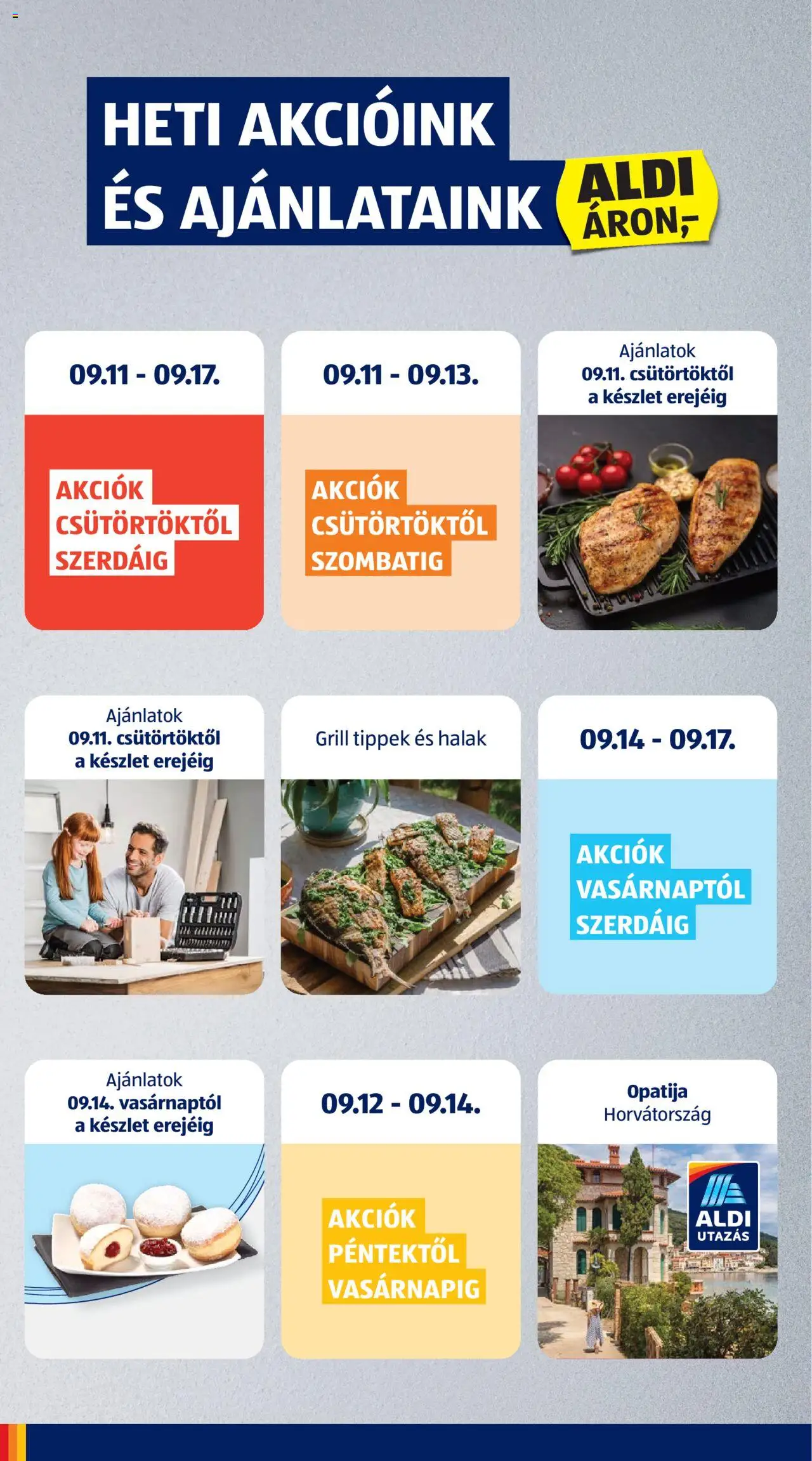 Aldi akciós ujság - amely érvényes a következő dátumtól: 11.09.2025 | Oldal: 2 | Termékek: Halak, Grill